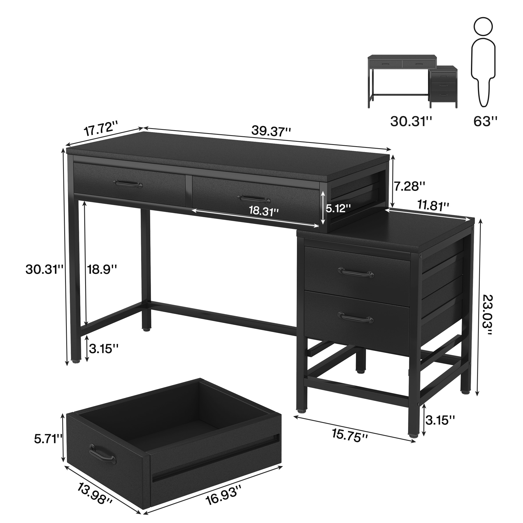 Fnova LWTJ-JW0838 Office-Tables - View #3