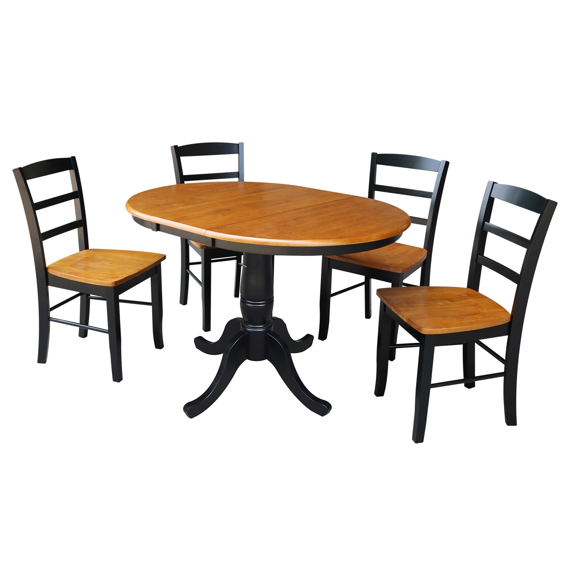 International Concepts K57-36RXT-C2-4 Black/Cherry Traditional Dining Room Set with Round Table (Seats 4)