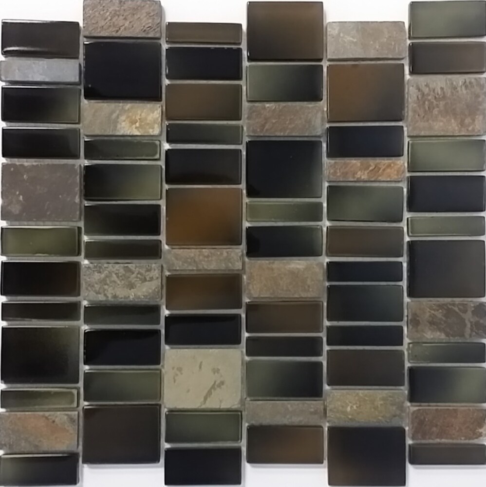 Elida Ceramica MN578BLND1212 Blended Monarch Staggered 12-in x 12-in Multi-finish Glass Stone Slate Mixed Pattern Wall Tile (0.92-sq. ft/ Piece)