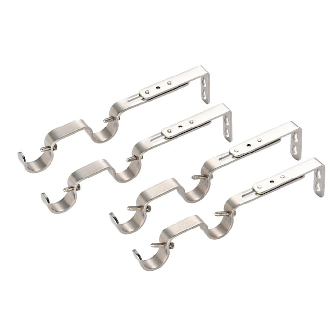 Lumi 4-Pack Brushed Nickel Wrought Iron Double Curtain Rod Bracket in ...