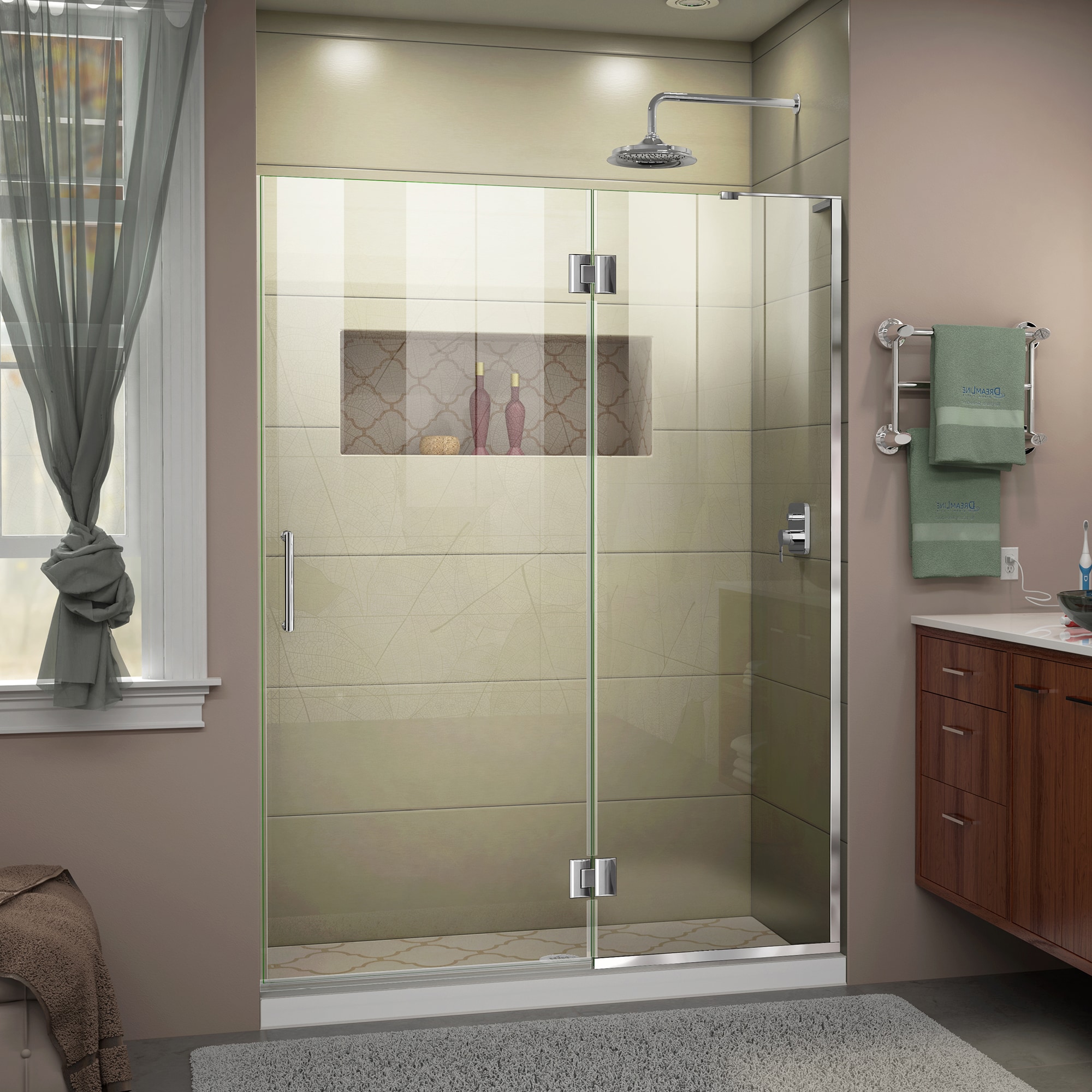 DreamLine Unidoor-X 48-in W x 72-in H Single Frameless Hinged Chrome ...