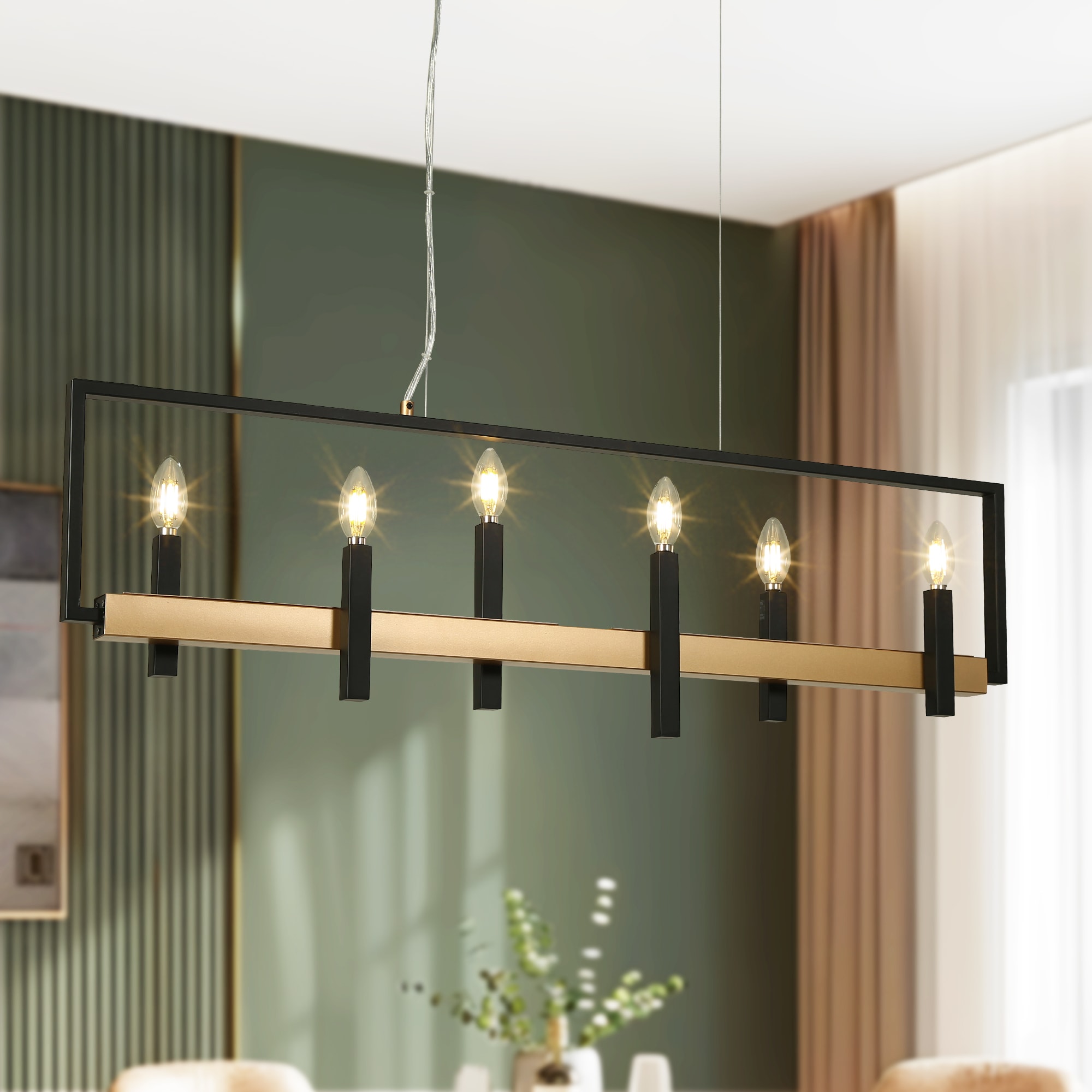 LNC LIE6BI35313Q9C Butterscouch 39.4'' 6 -Light Matte Black Modern/contemporary For Use in Bedrooms, Dining Rooms, Foyers, Kitchens, Living Rooms Chandelier