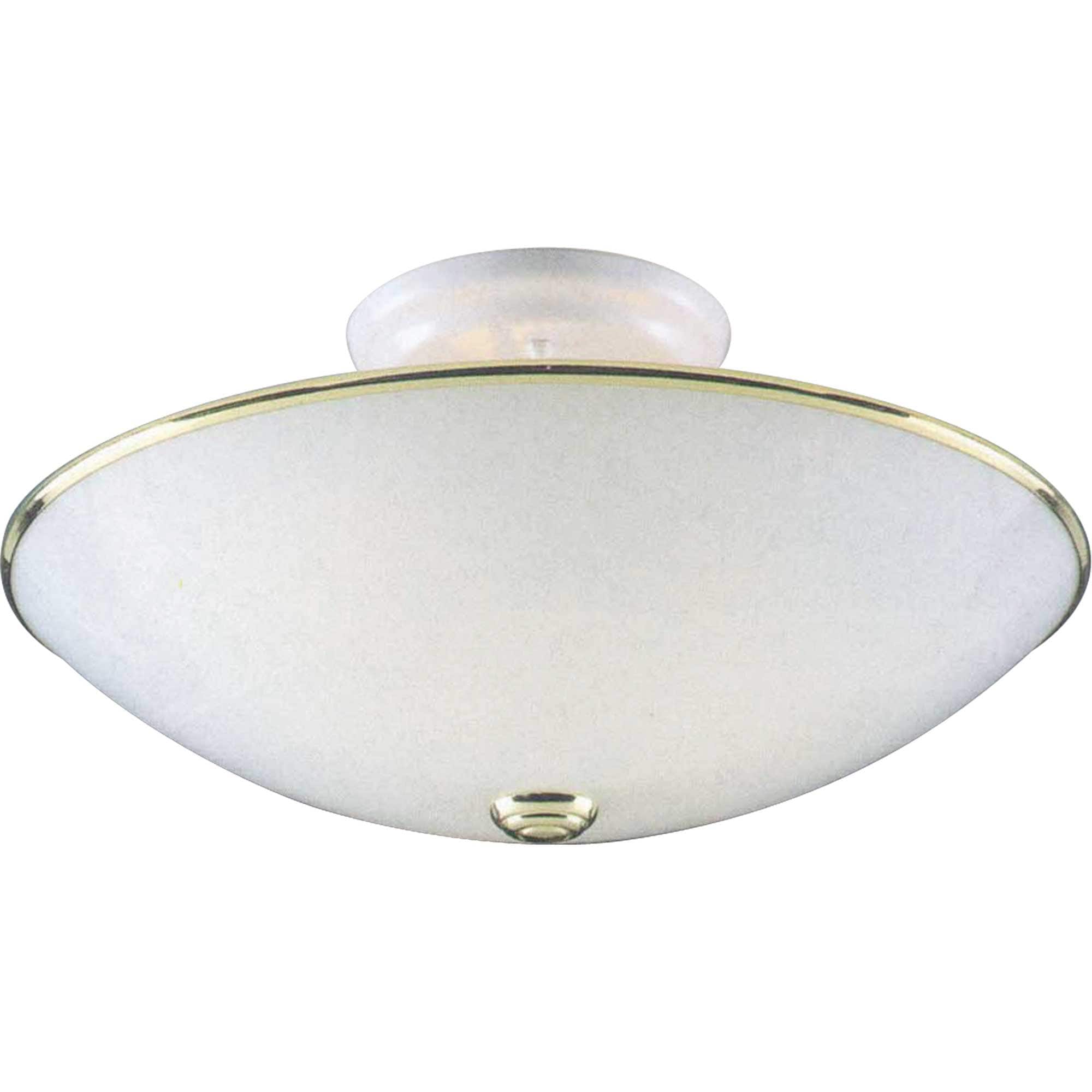 Polished Brass and Frosted Glass Round Flush Mount Light