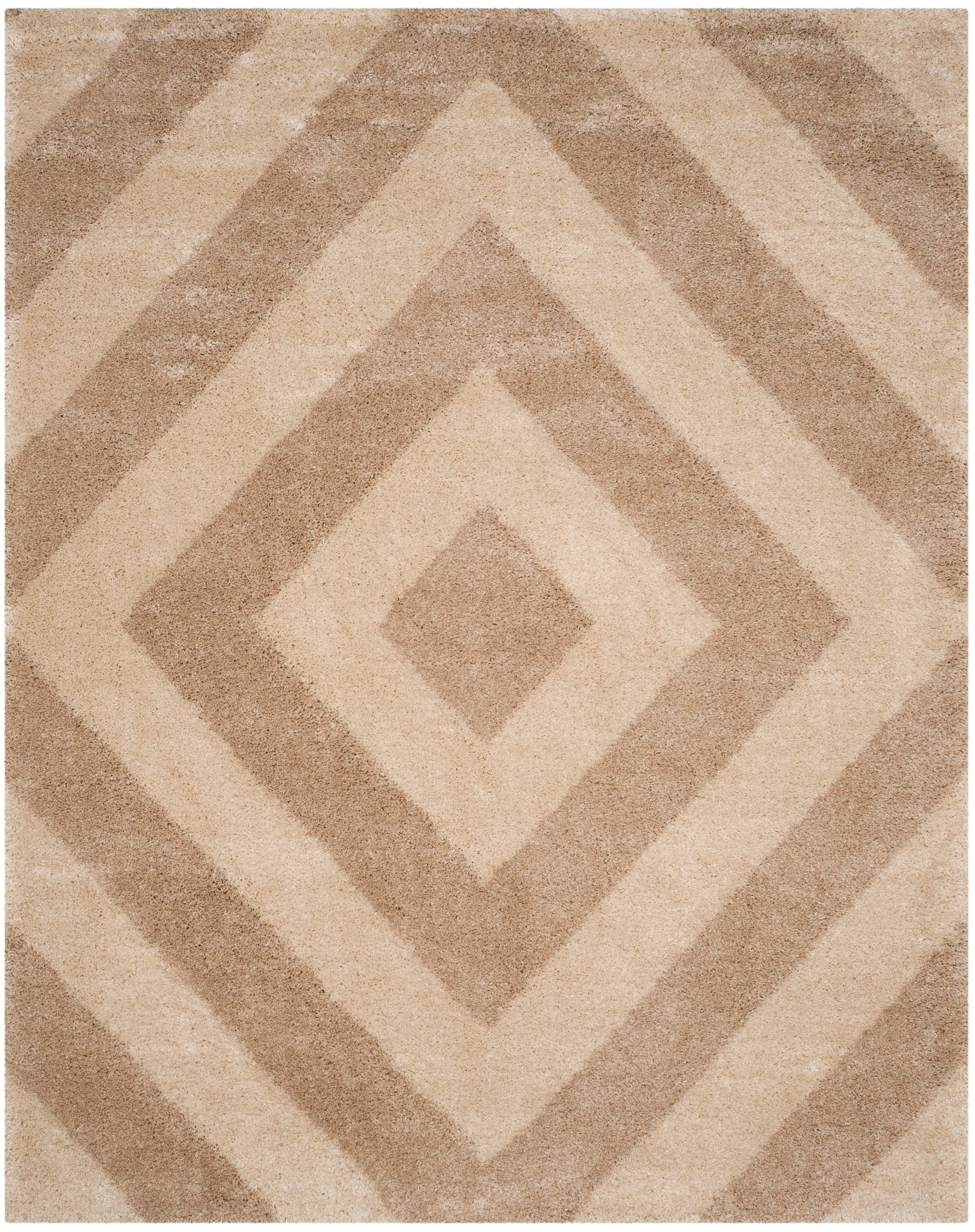 Safavieh PTS217B-6 Portofino Shag 7 x 9 (ft) Loomed Polypropylene Ivory/Beige Rectangular Indoor Geometric Mid-Century Modern Area rug