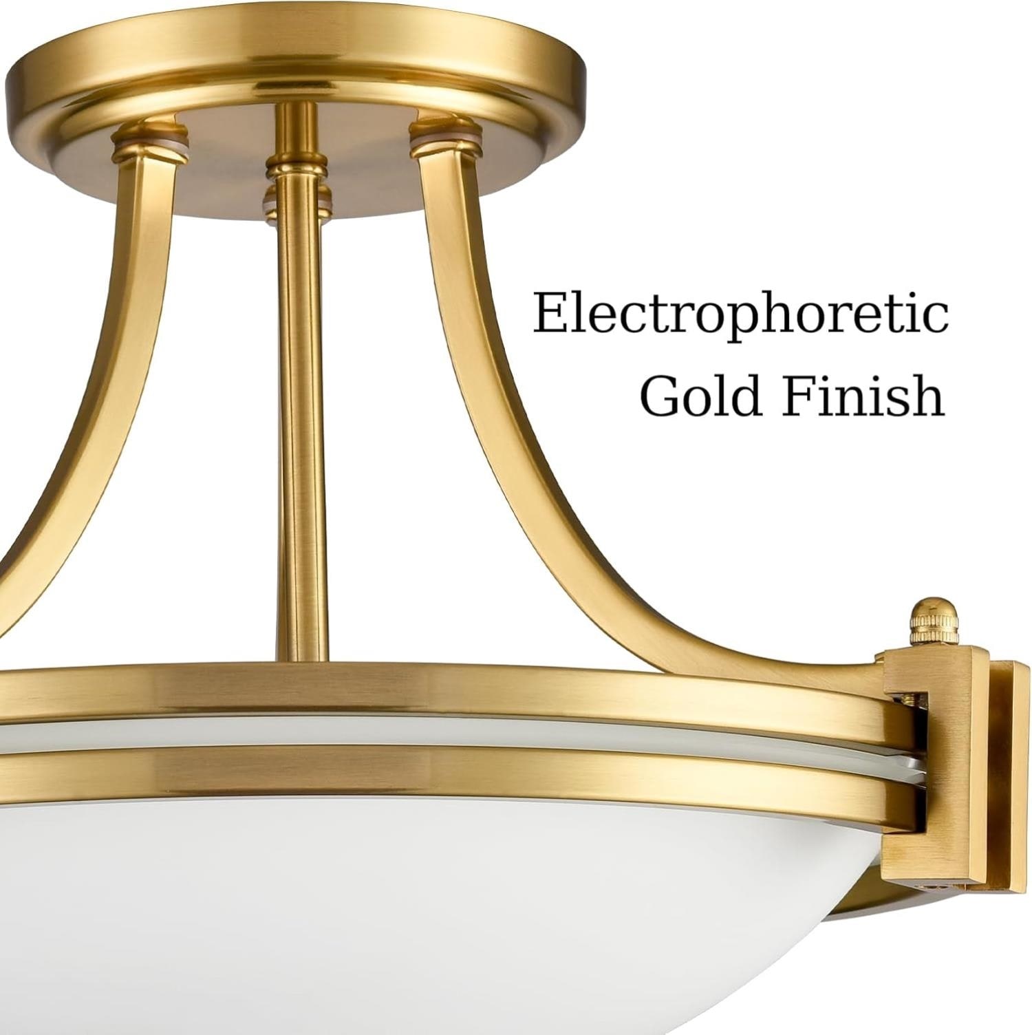 Modern Gold Frosted Glass Bowl Ceiling Light Fixture