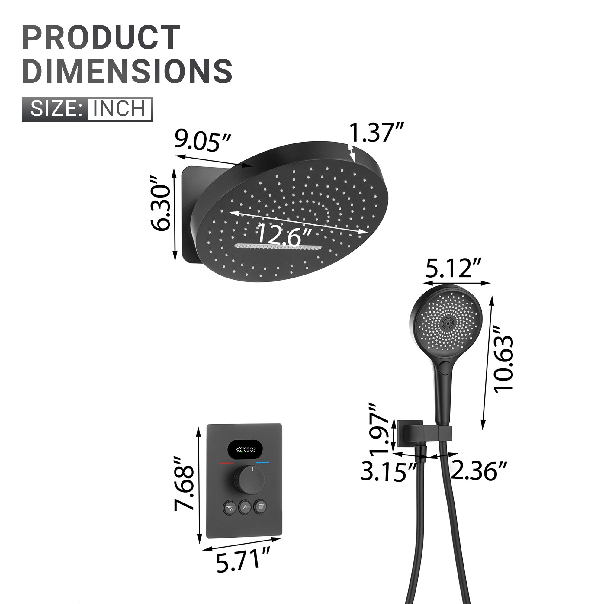 LUCKY ONE MD-RB1235 Showerhead-Bar-Panels - View #12