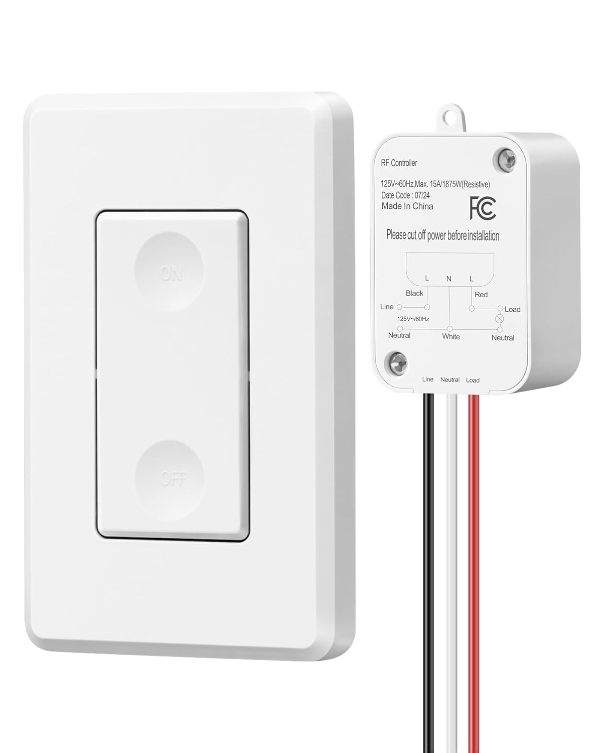ITOPFOX Wireless Light Switch Kit No Wiring 15A High Power 100FT RF Range 3 Way Remote Control Wall Switch for Lamps Ceiling Lights Fans 1 #LIT0817I353