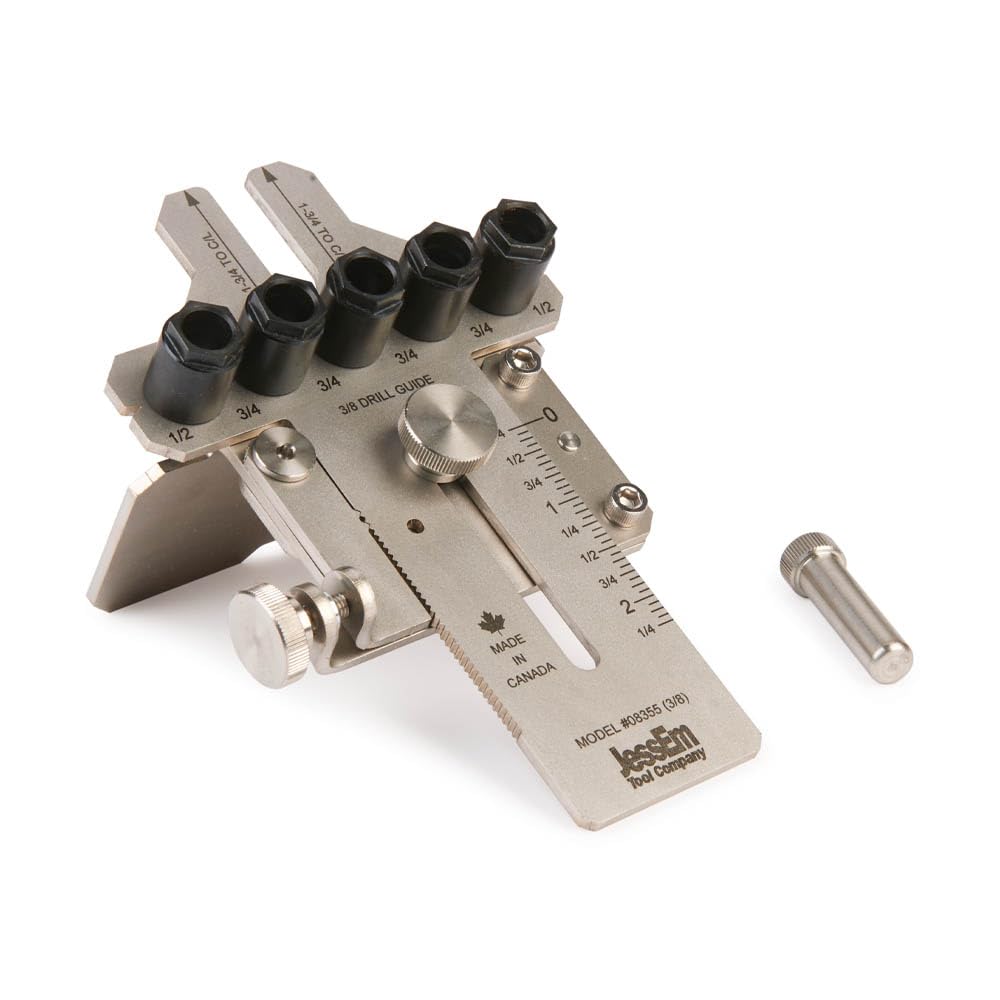 JessEm 08355 08355 3/8 Inch Stainless Steel Dowelling Jig with Angle Guide - Precision Woodworking Joinery Tool - Hardened Drill Bushings for Accurate Hole Alignment - Durable Construction