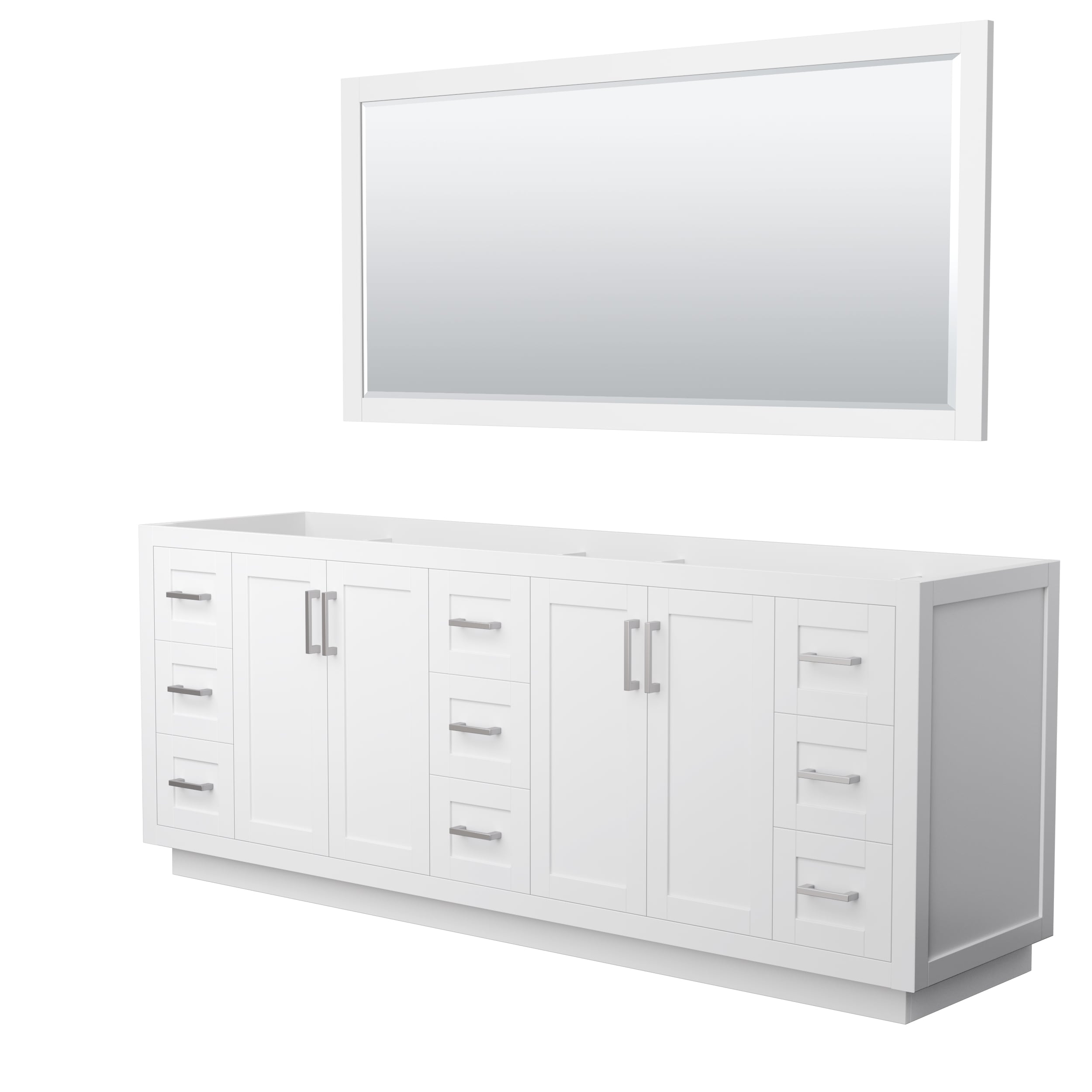 Wyndham Collection WCF292984DWHCXSXXM70 Miranda 84-in White with Brushed Nickel Trim (Mirror Included)