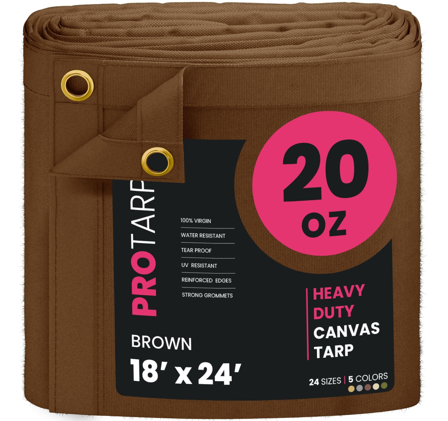 PROTARP PT-402-18X24 18-ft x 24-ft Brown Waterproof Standard Polyester 36-mil Tarp