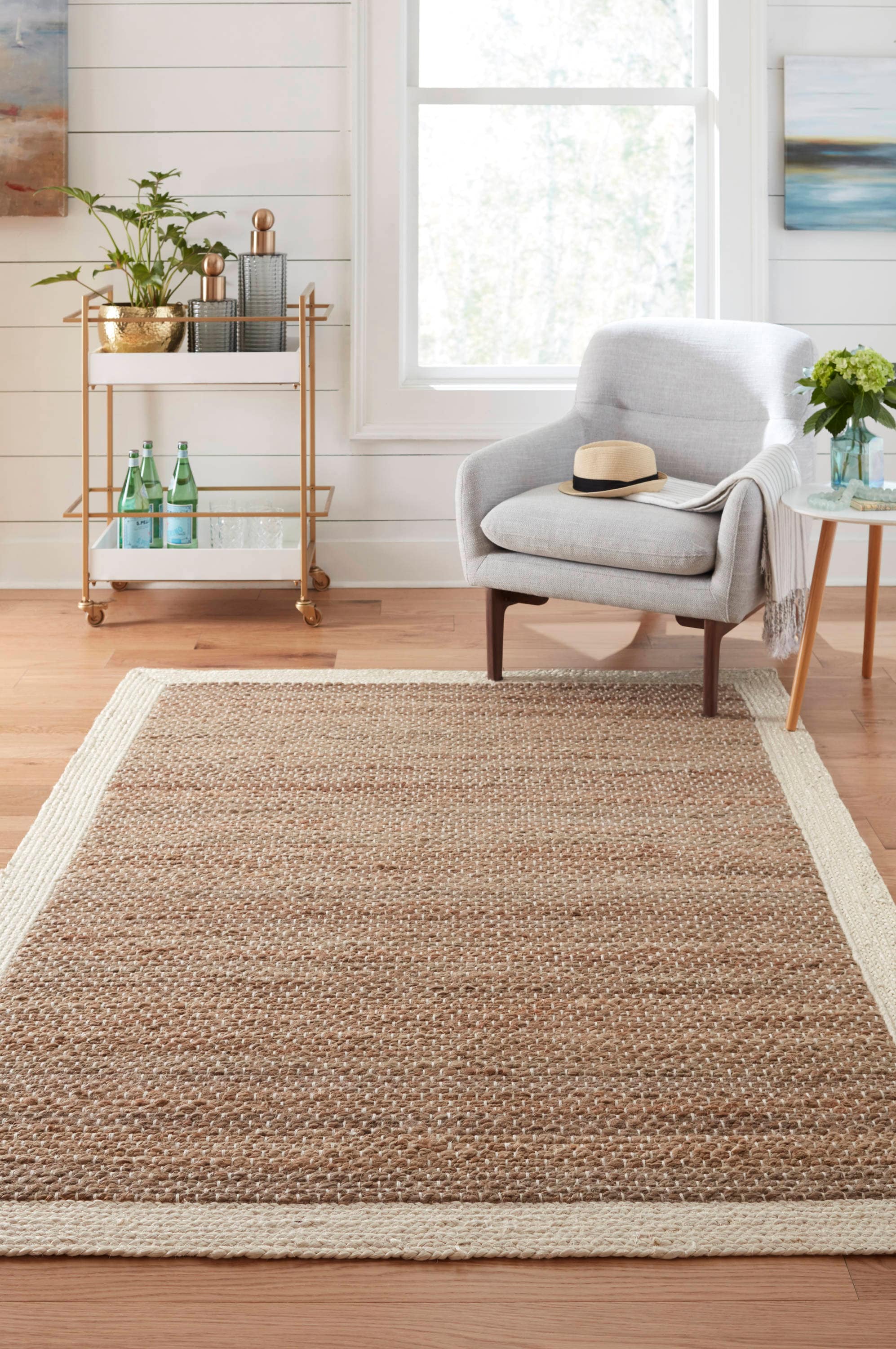 allen + roth Cooperstown 5 X 8 (ft) Jute Natural Ivory Indoor Border ...