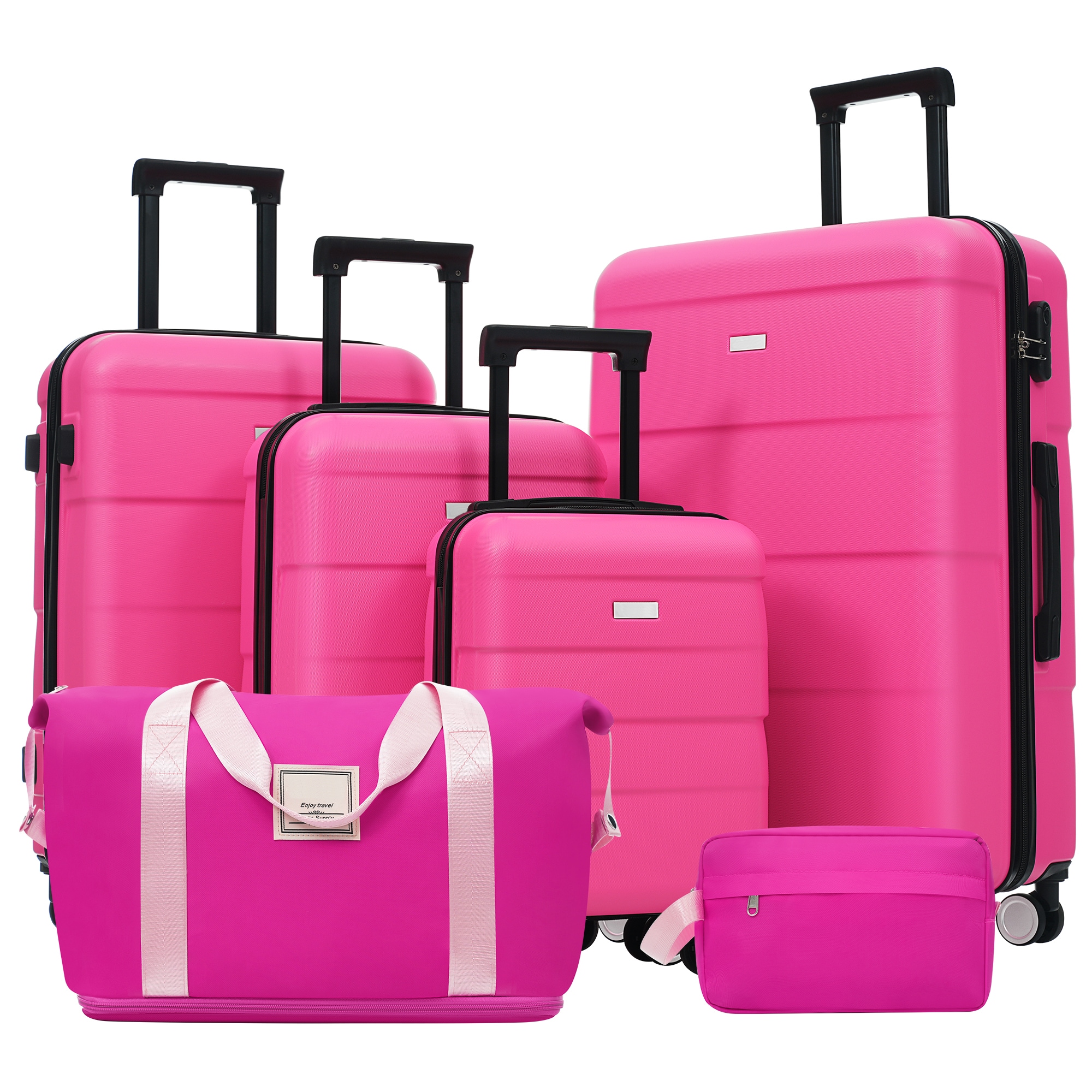 ModernLuxe - Hardshell Luggage Sets 6 Piece with 2 BagsCarry on Suitcase with Handle Password Loc...