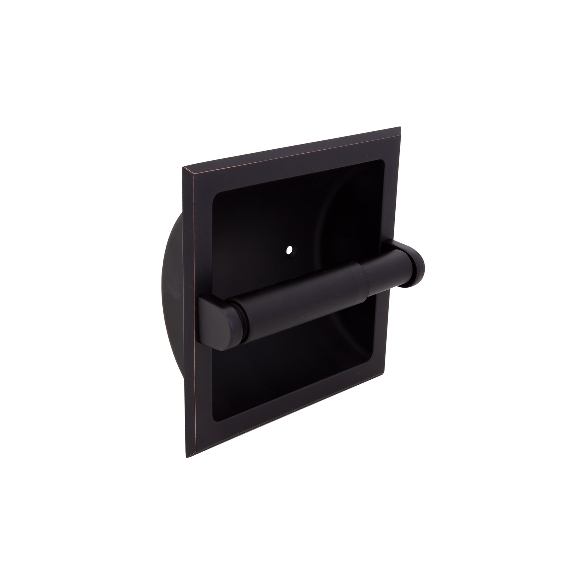 FORIOUS Matte Black Recessed Spring-loaded Toilet Paper Holder