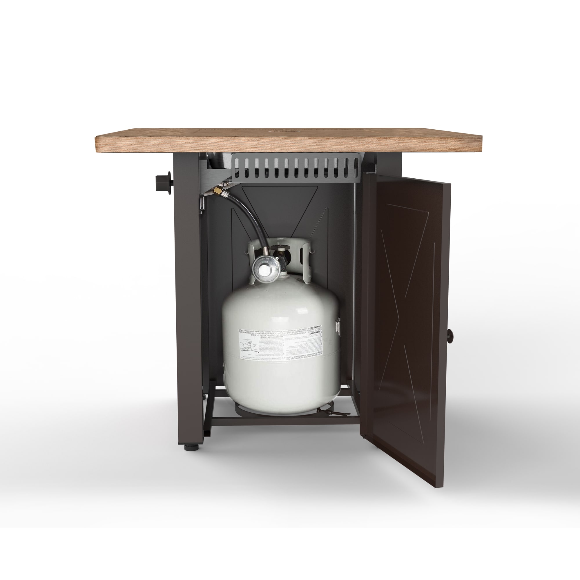 Yellow Wood Mocha X Square Propane Fire Pit Table