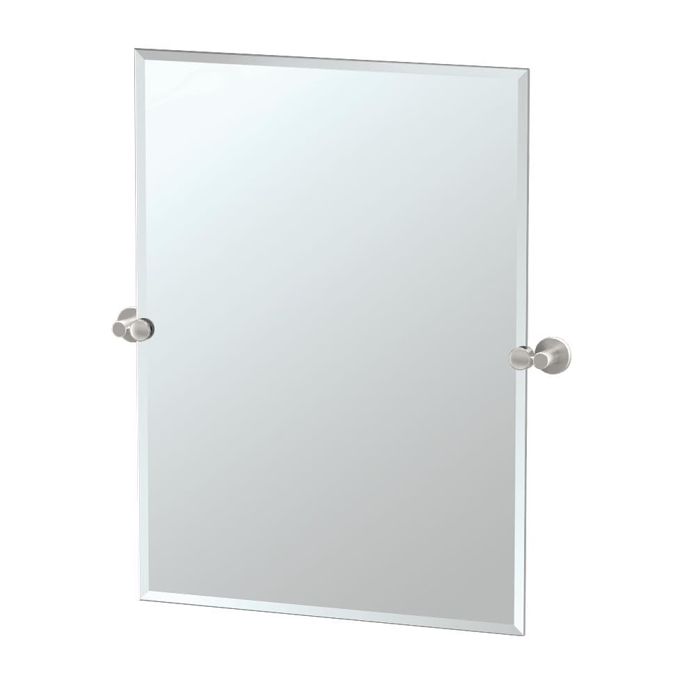 Gatco Channel 28-in x 31.5-in Satin Nickel Rectangular Frameless Bathroom  Vanity Mirror in the Bathroom Mirrors department at
