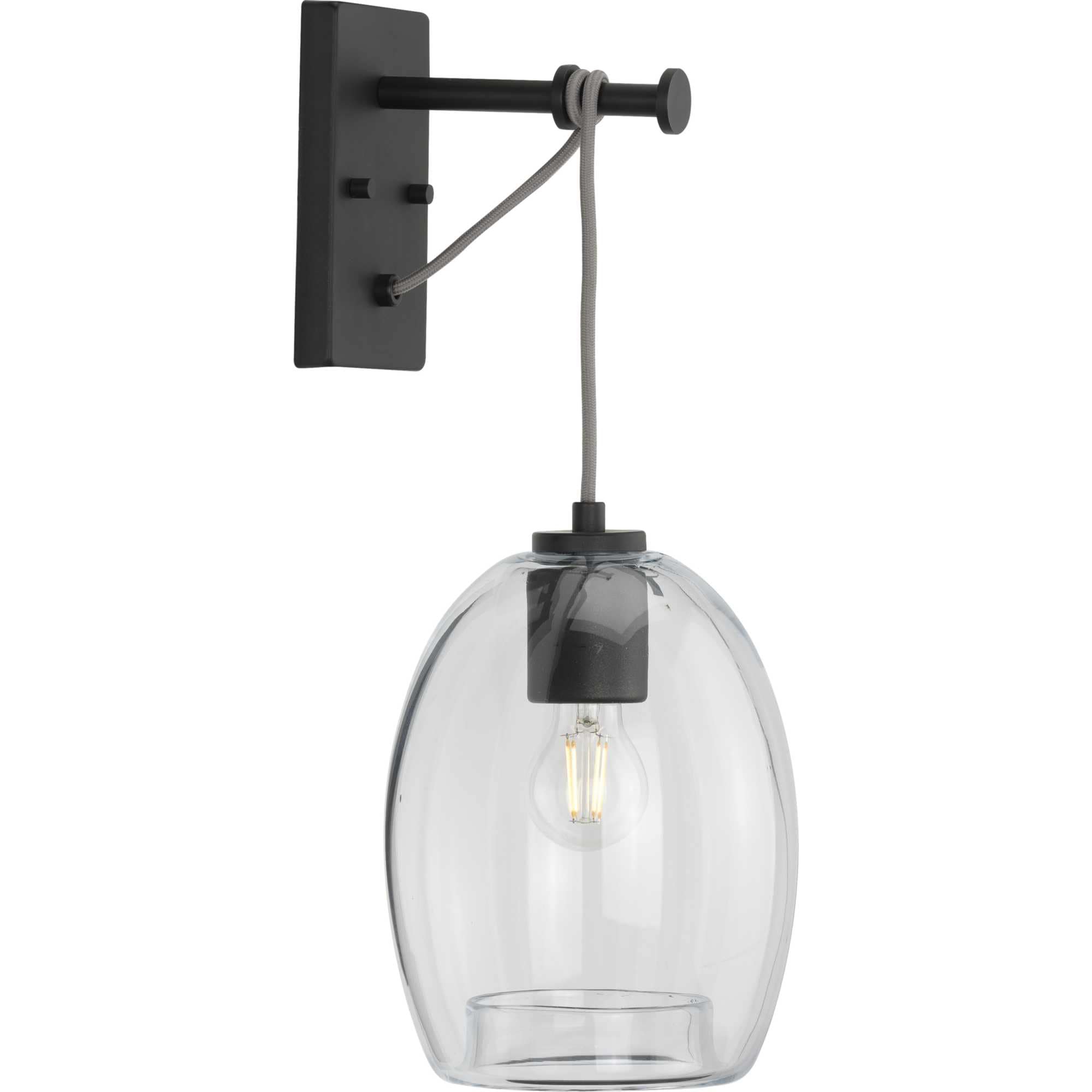 Progress Lighting P300215-143 Caisson 7.875-in W 1 -Light Black Bohemian/global Wall Sconce