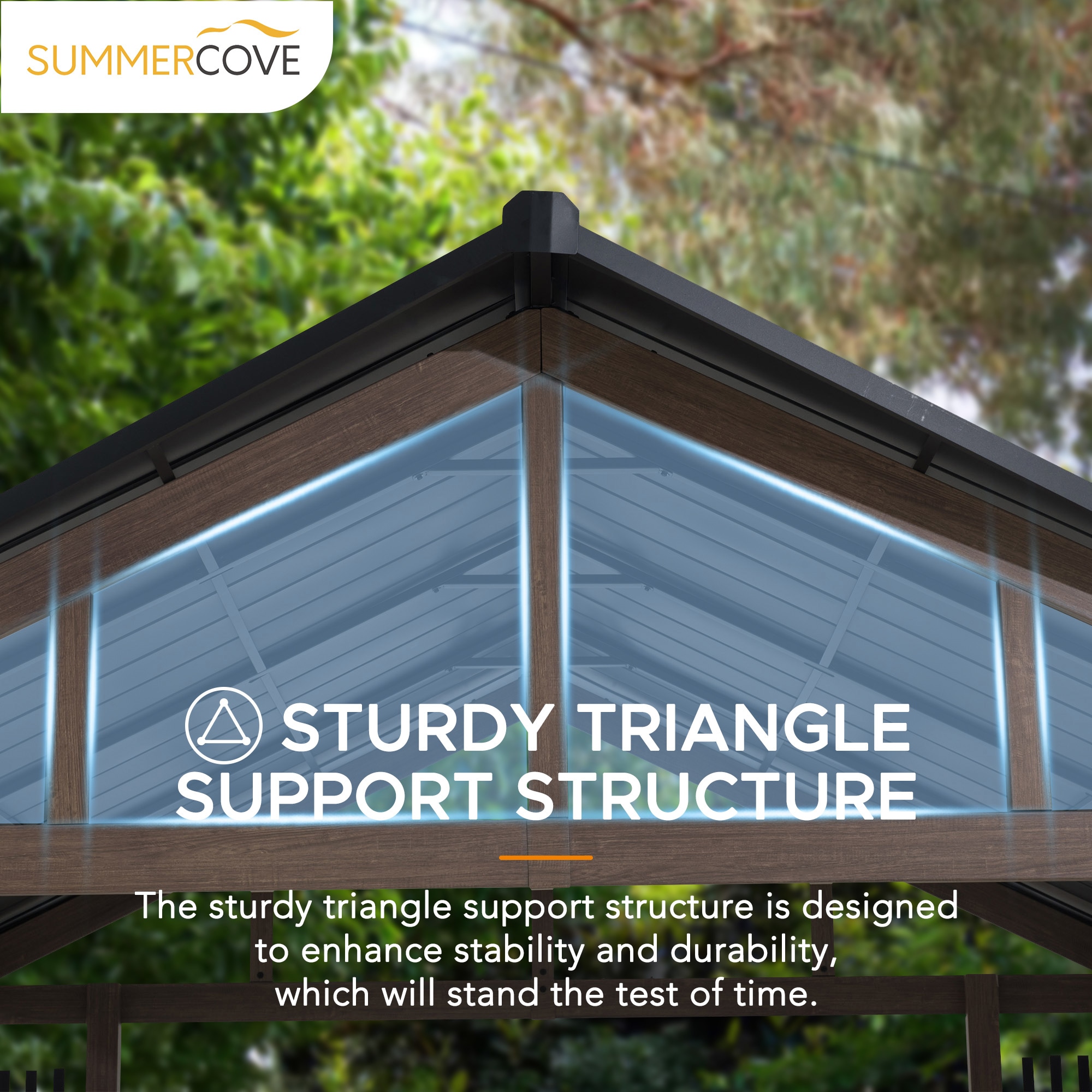 Sunjoy 11x13 ft Black Steel Hardtop Gazebo with Gable Roof