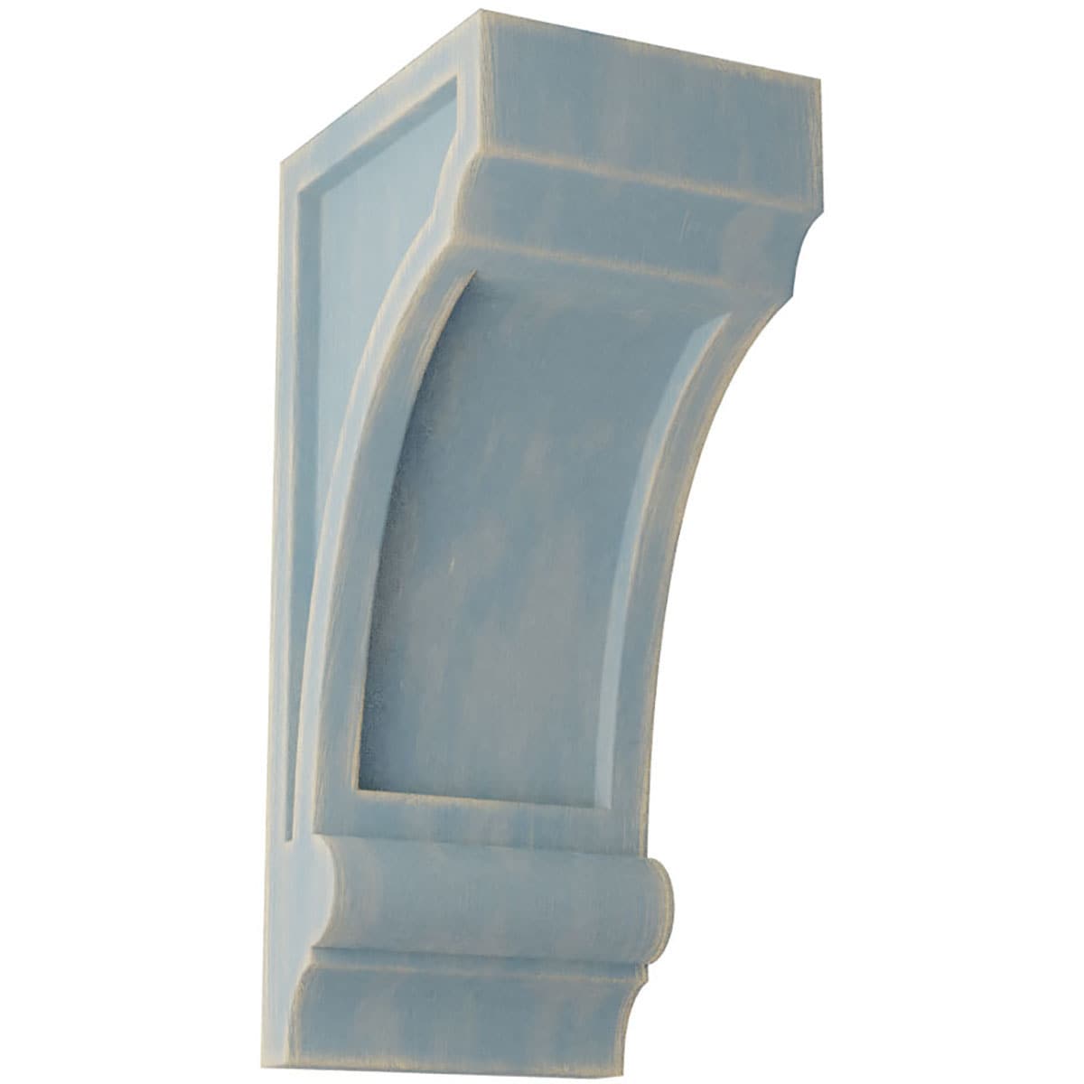 Ekena Millwork CORWD03X04X08DIBU 3.25-in x 4-in x 8-in Vintage Decor Finished Rubberwood Blue Wood Paintable/Stainable Corbel