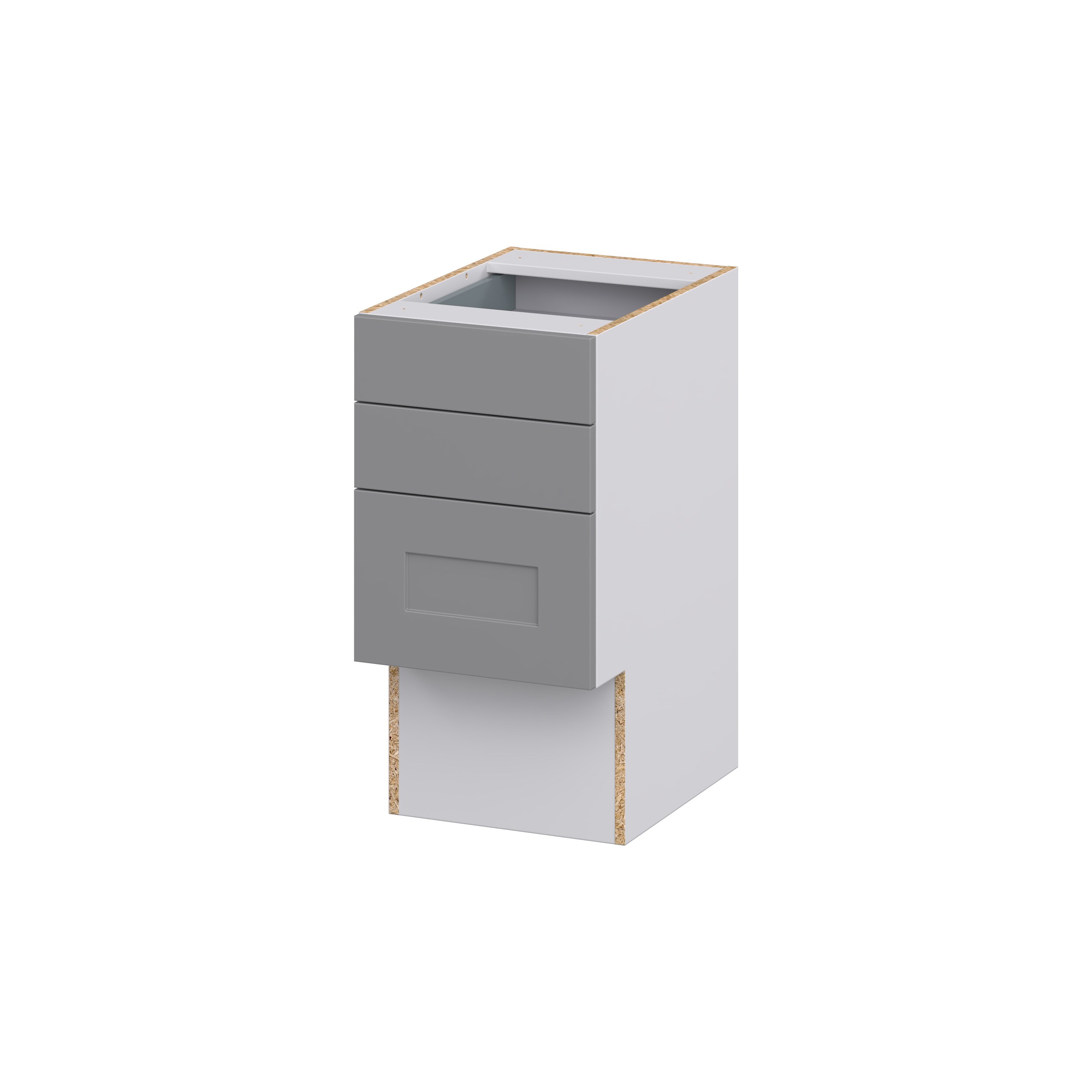 Hugo&Borg Belcourt 15-in W x 30-in H x 21-in D Gray Painted 3-Drawer Base Fully Assembled Cabinet (Recessed Panel Style)