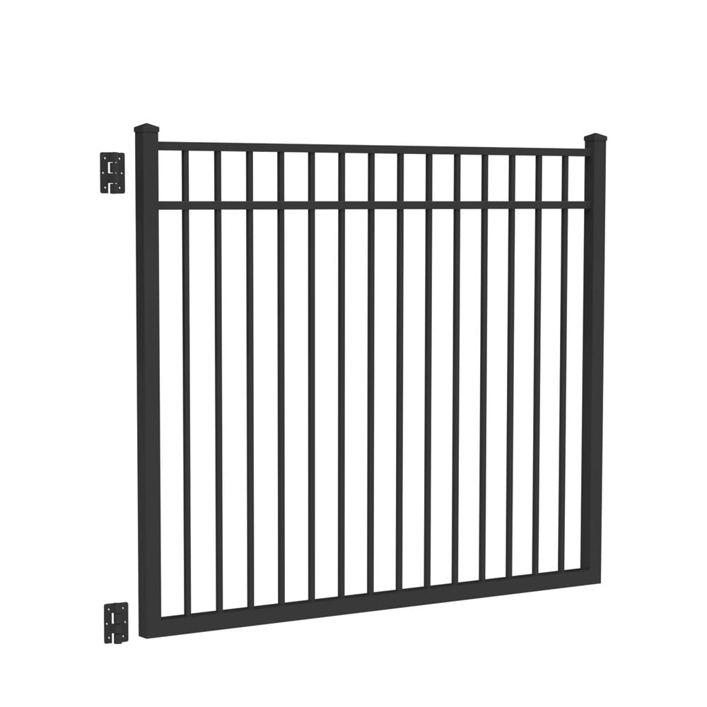 Freedom 73015168 New Haven 5-ft H x 6-ft W Black Aluminum Decorative Walk-thru Spaced picket Fence gate