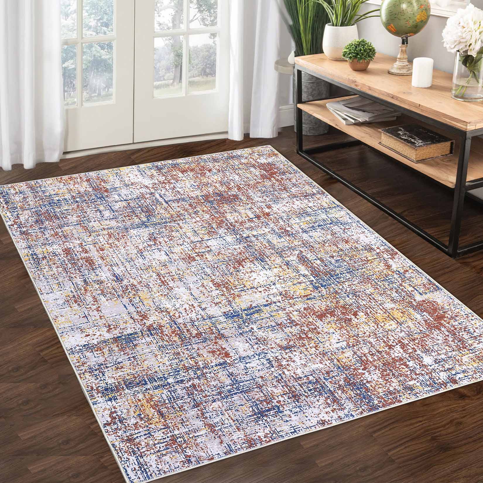 Garvee YXY-LO-PHO-139UCHI0 5 x 7 (ft) Loomed Polyester Red Rectangular Indoor Abstract Mid-Century Modern Machine washable Area rug