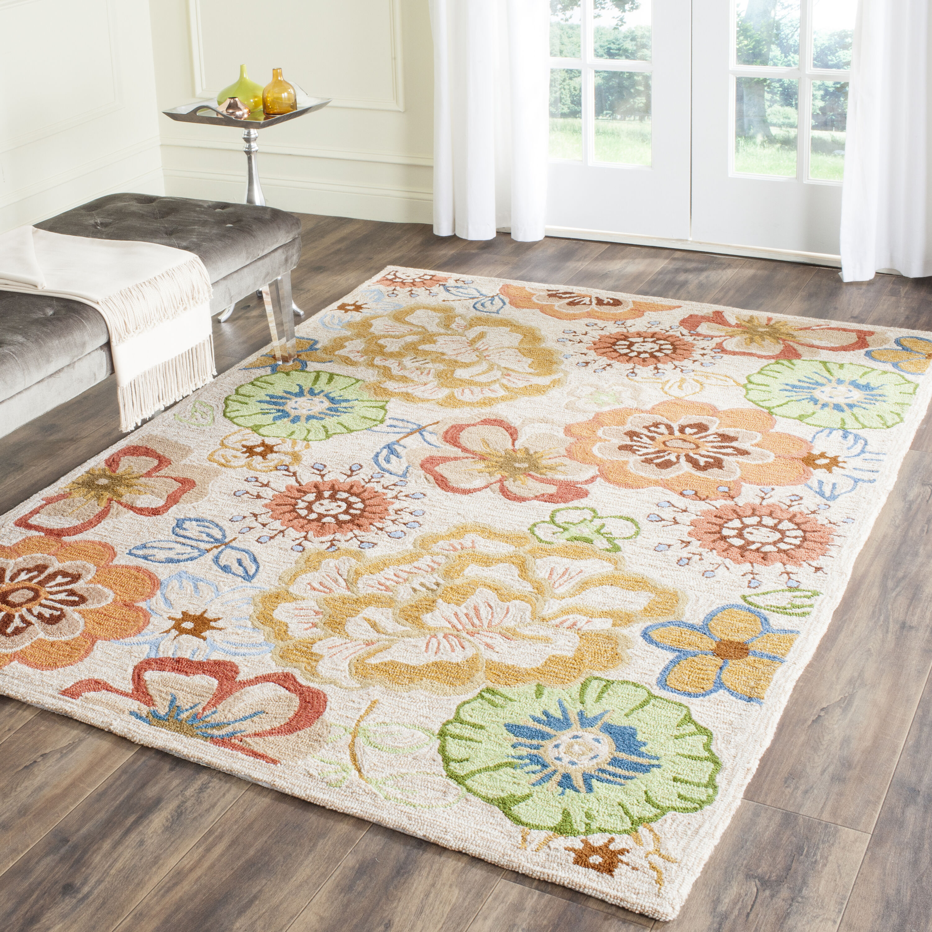 Four Seasons 467F Beige/Red 4ft x 6ft Country Floral Rug