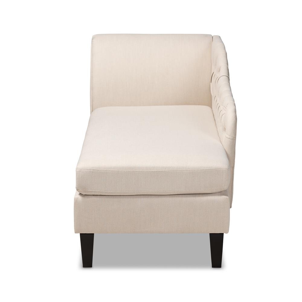 Baxton Studio Florent Tufted Chaise Lounge Chair Beige Linen