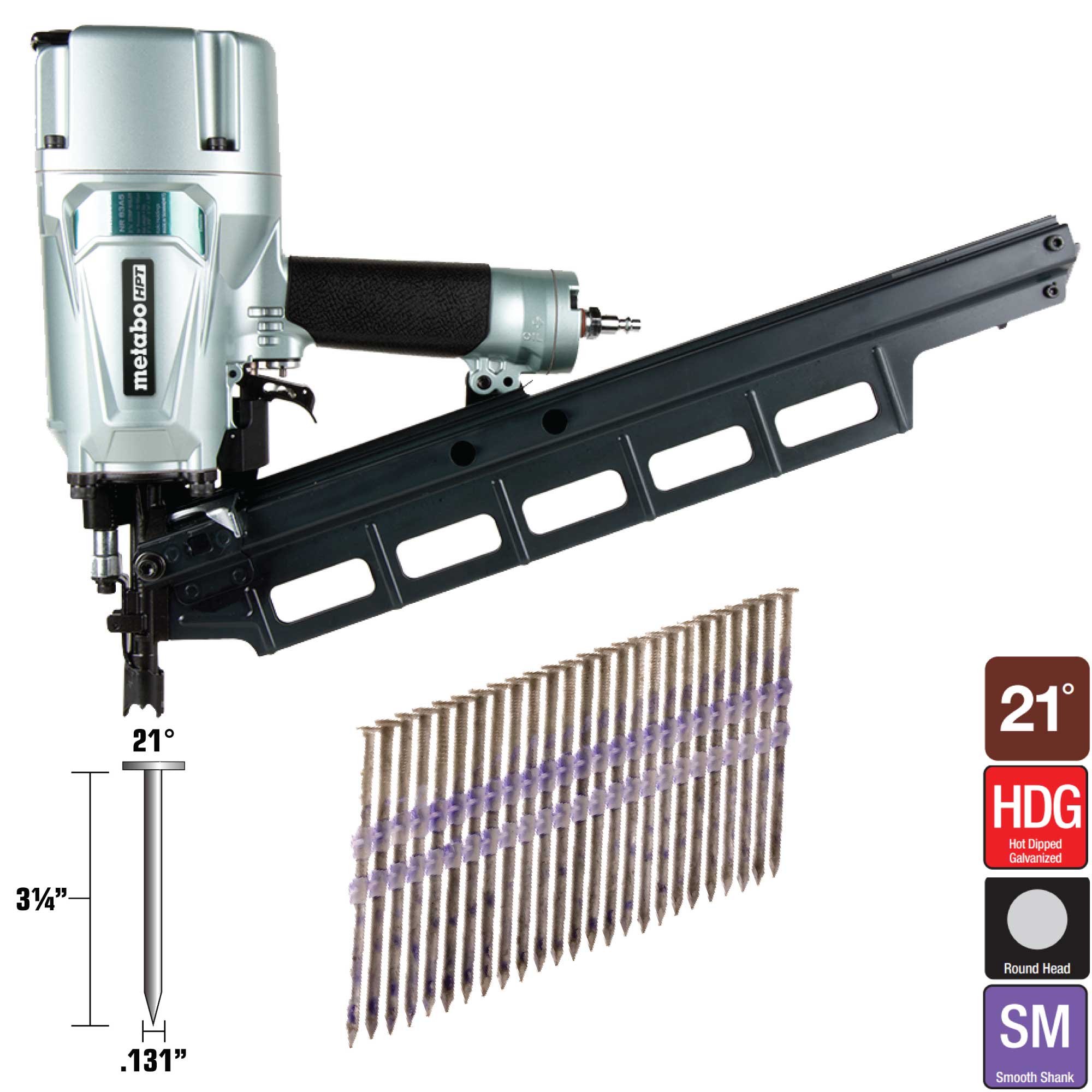 Hitachi 21 degree framing nailer discount
