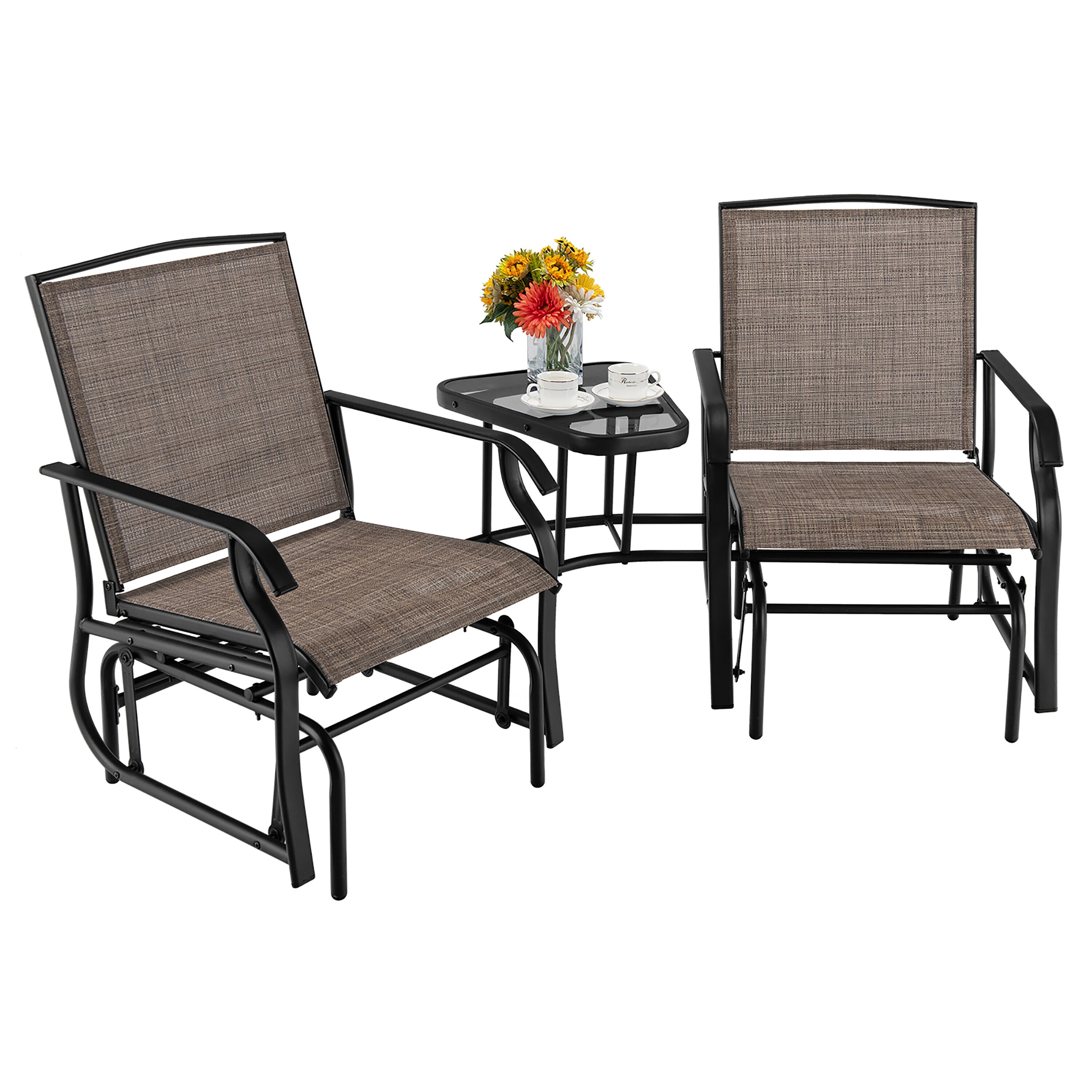 Costway NP10188BN Patio Conversation Set with Brown