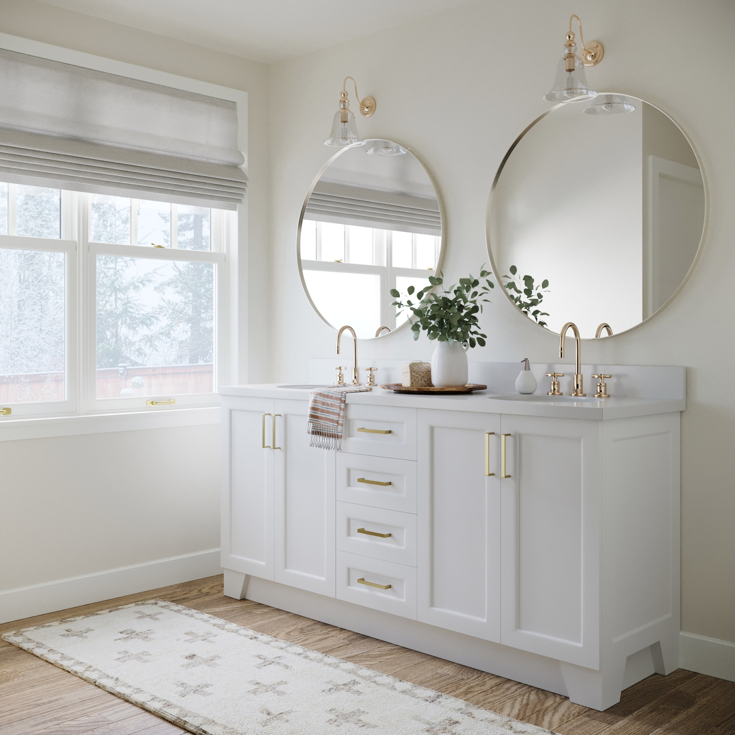 ARIEL Taylor 73-in White Undermount Double Sink Bathroom Vanity with ...
