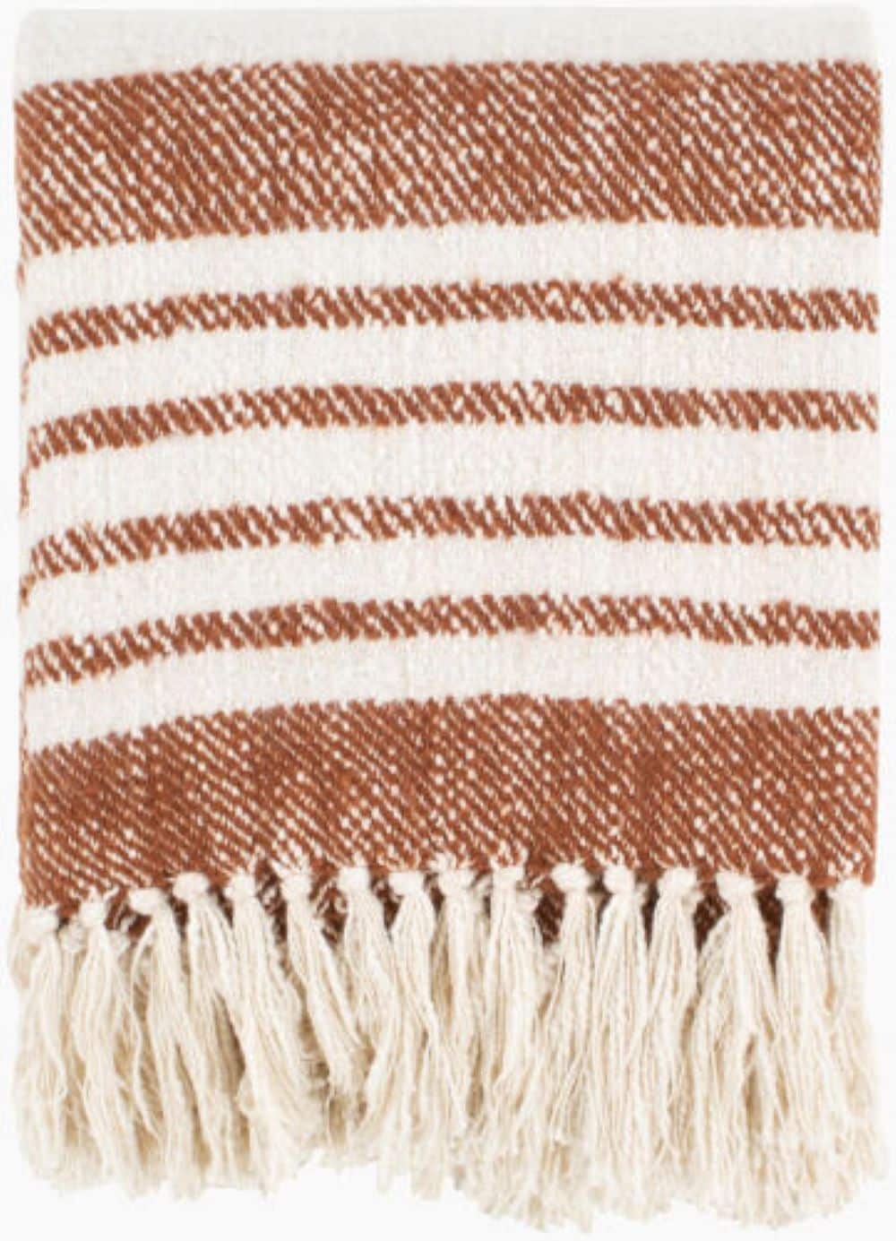 Livabliss CMX1001-5060 Chamonix Burnt Orange/Cream 50-in x 60-in Cotton Throw