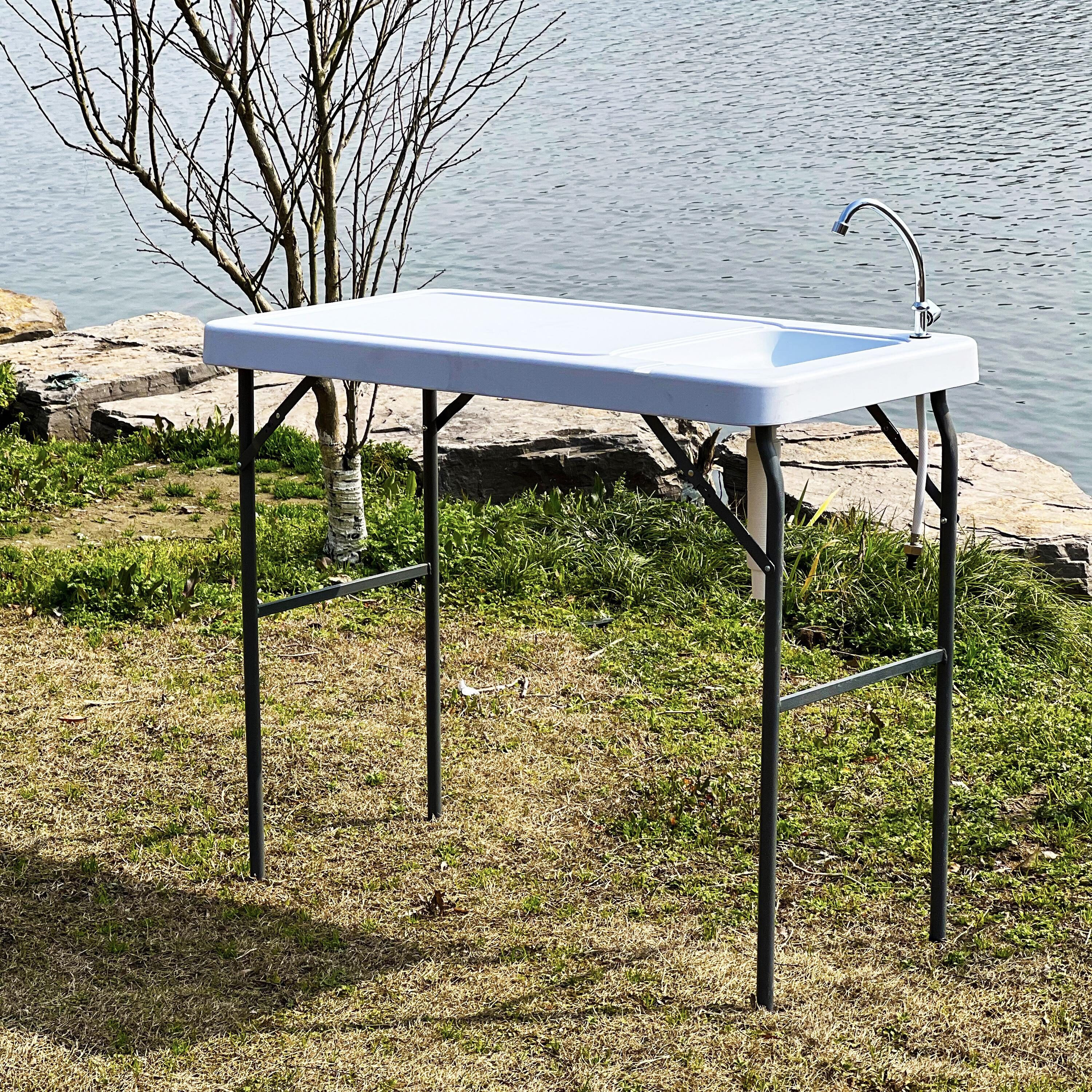 PORTABLE FOLDING OUTDOOR FISH FILLET TABLE - CLEANING/CUTTING SINK