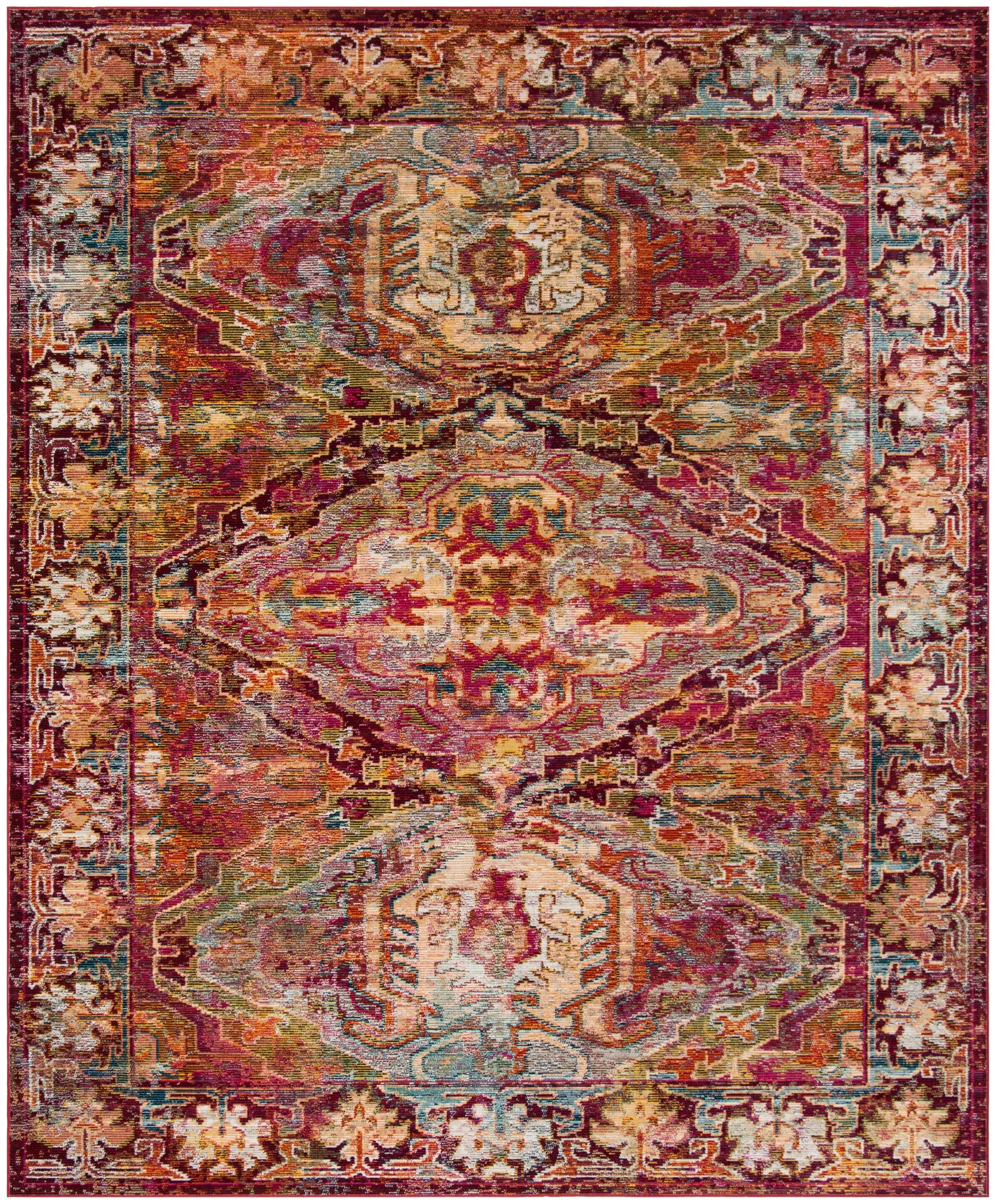 Safavieh CRS516B-8 Crystal Clayton 8 x 10 (ft) Loomed Polypropylene Fuchsia/Light Blue Rectangular Indoor Distressed/Overdyed Vintage Area rug