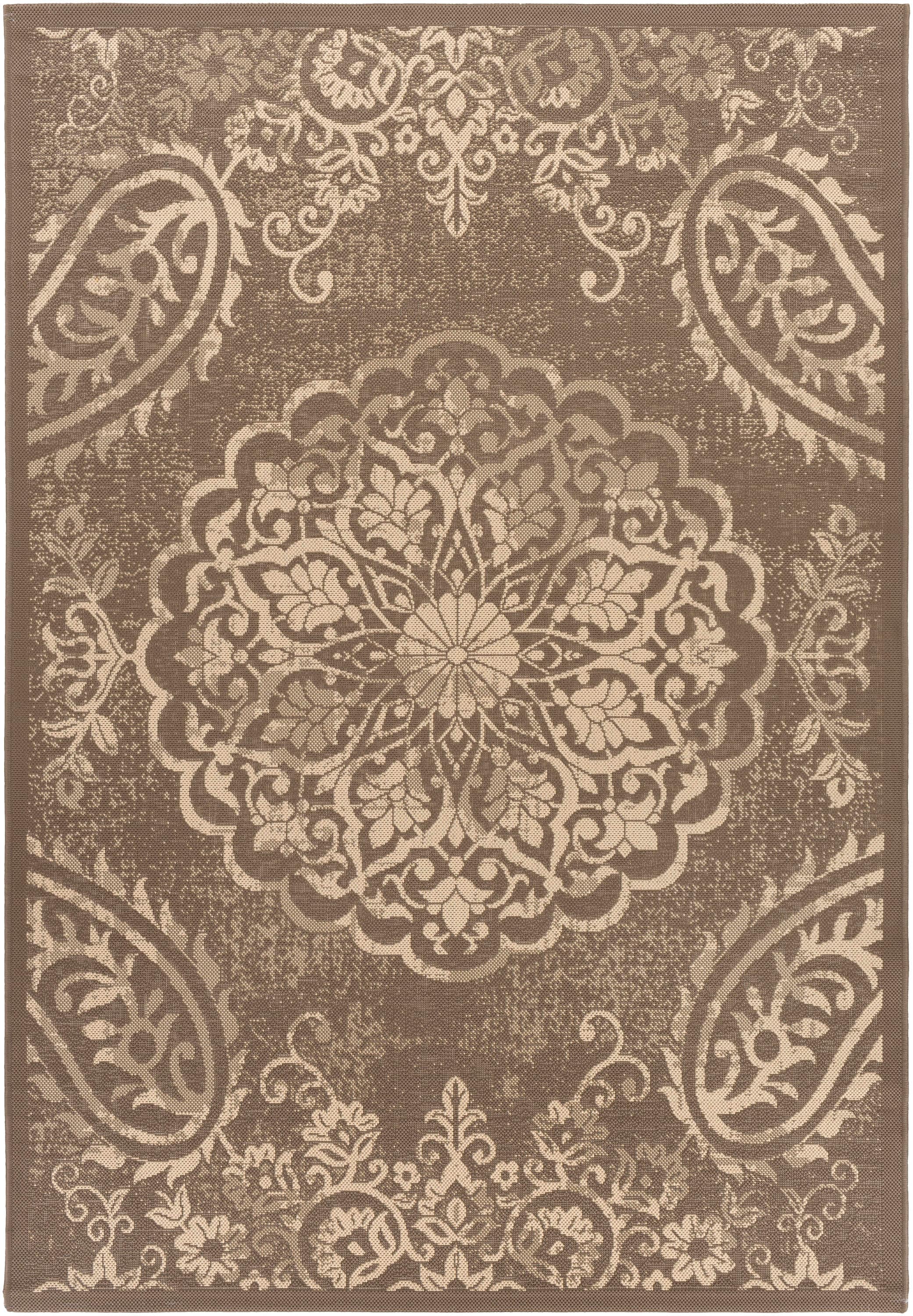Surya EAG2362-43511 Eagean 4 X 6 (ft) Dark Brown Indoor/Outdoor Medallion Oriental Area Rug