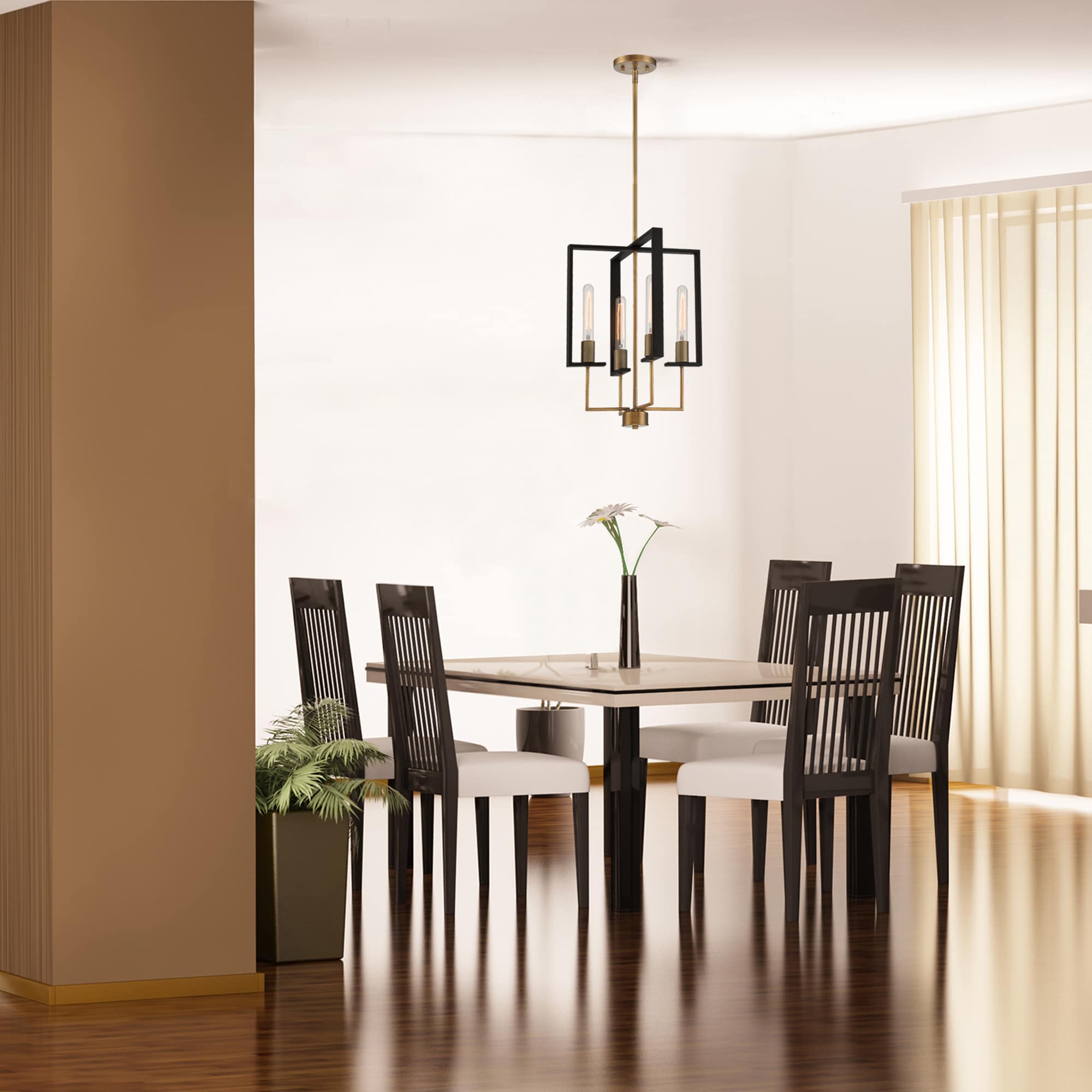 Designers Fountain D233M-15P-OSB Chicago PM 4 -Light Old Satin Brass Modern/contemporary Square Medium Hanging Pendant light