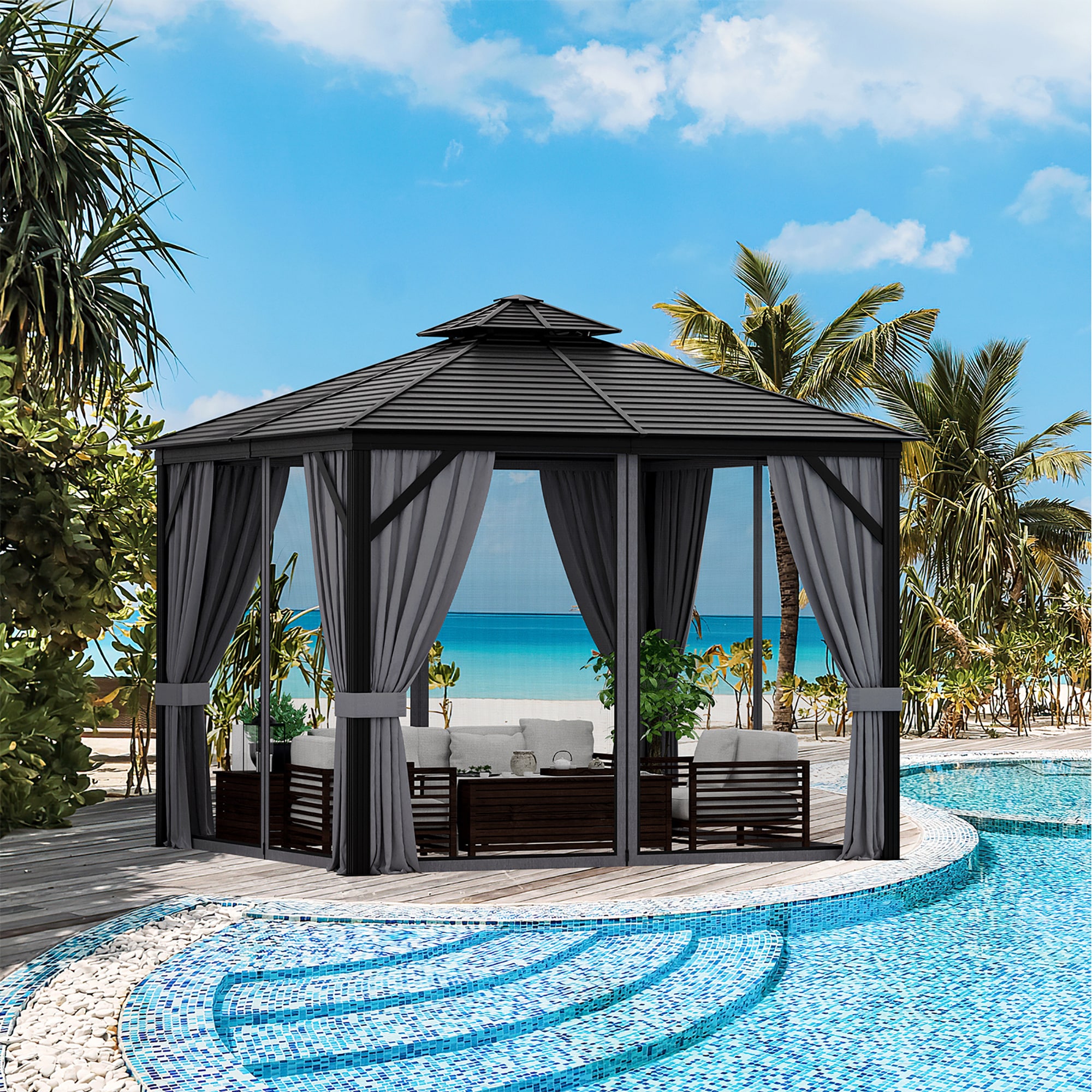 Costway NP10590GR+ Wood-Resin-Gazebos - View #10