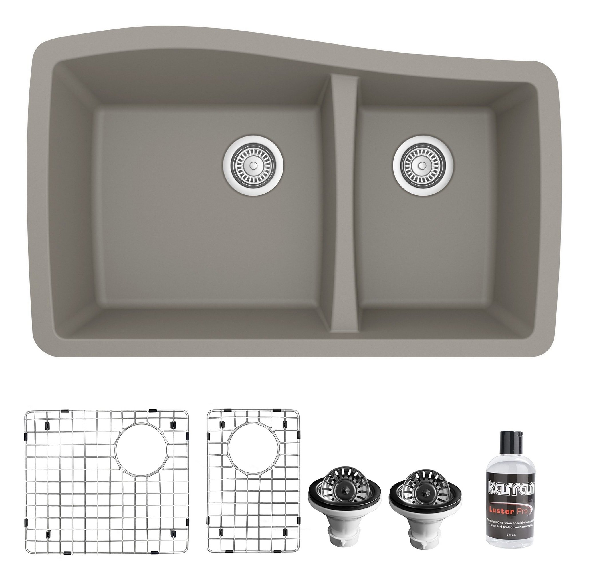 Karran QU-721-CN-PK1 Undermount 33.50-in x 20.375-in Quartz Double offset bowl Kitchen Sink