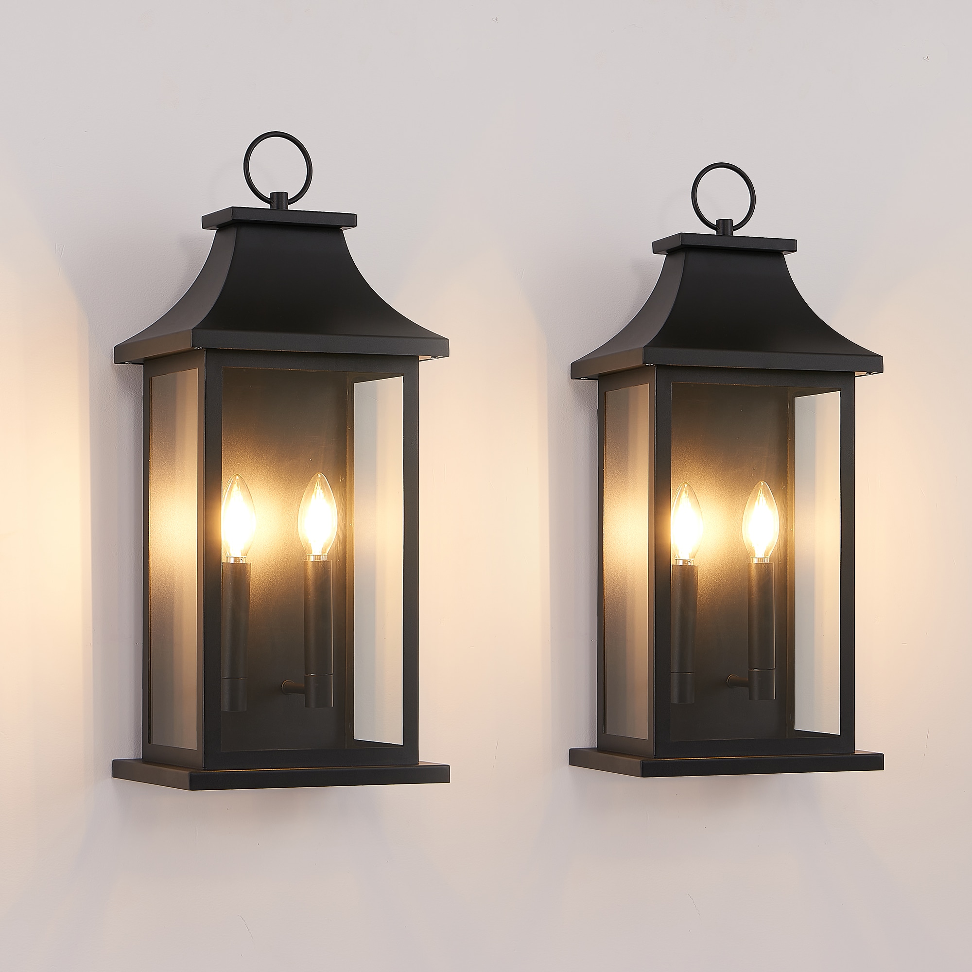 LOBREG  2 Packs 22 in Large Black Outdoor Wall Lantern  Wall Mount Exterior Porch Light Fixture