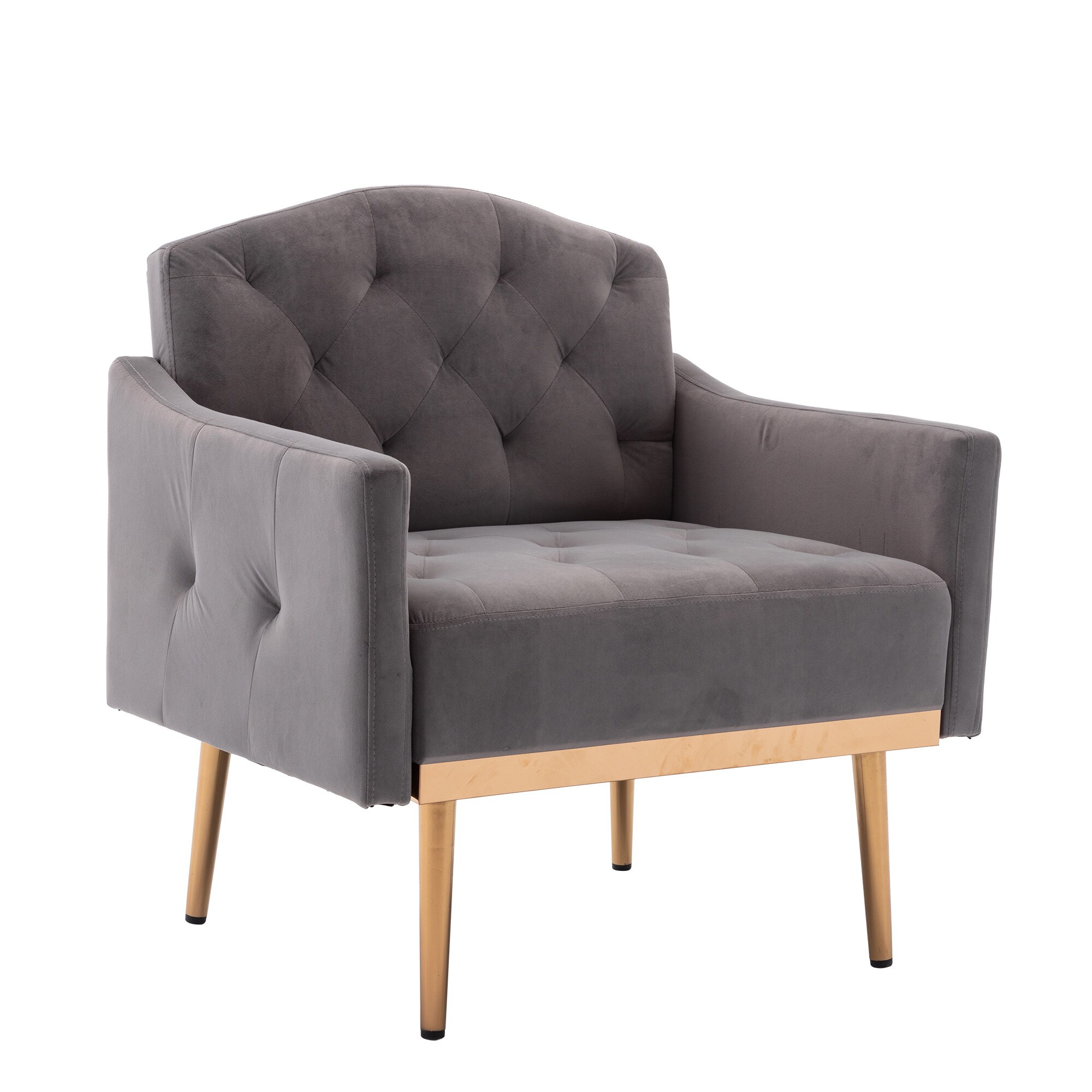 Clihome Gray Velvet Single Chair Modern Gray Velvet Accent Chair at ...