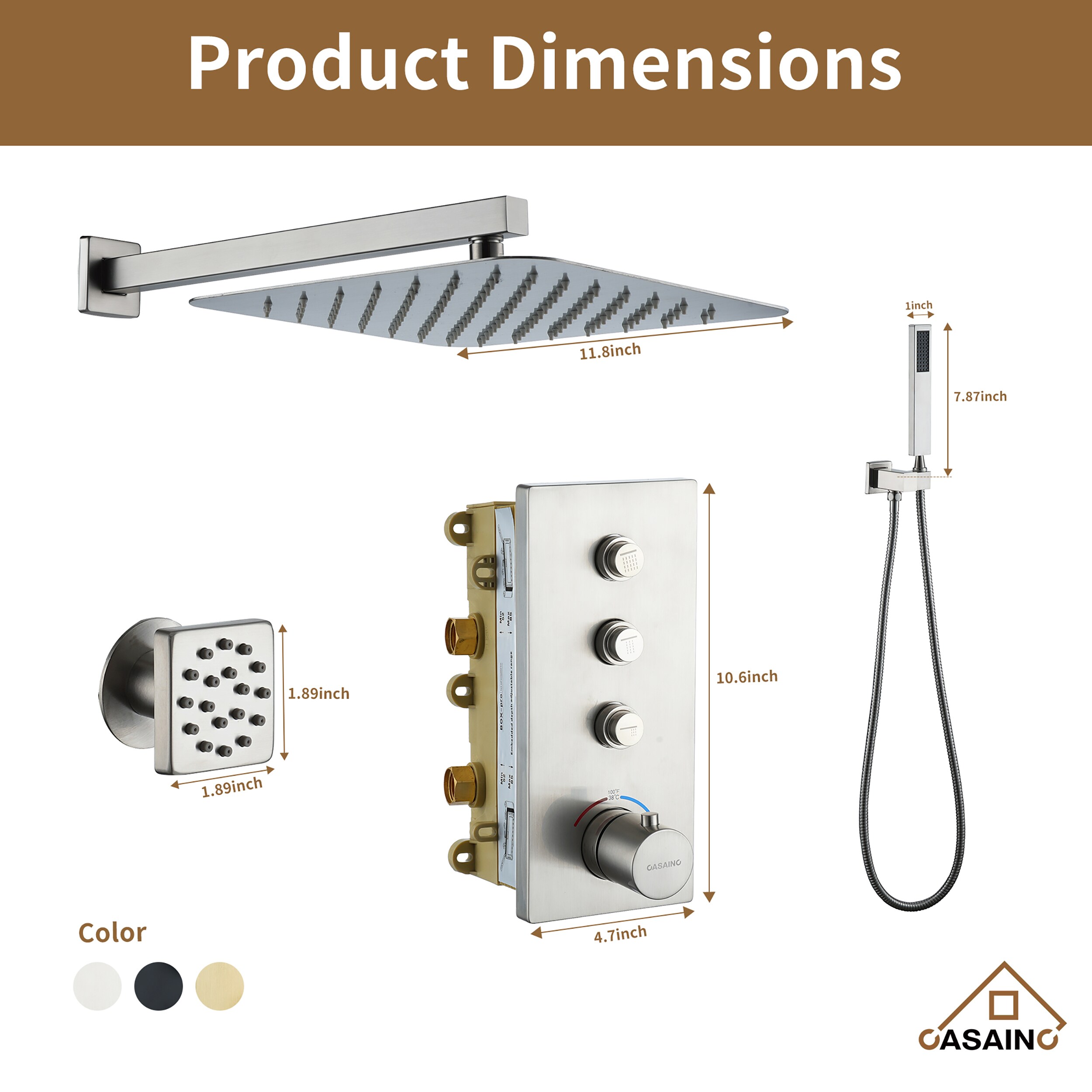 CASAINC CA-102009BV-2 Showerhead-Bar-Panels - View #8