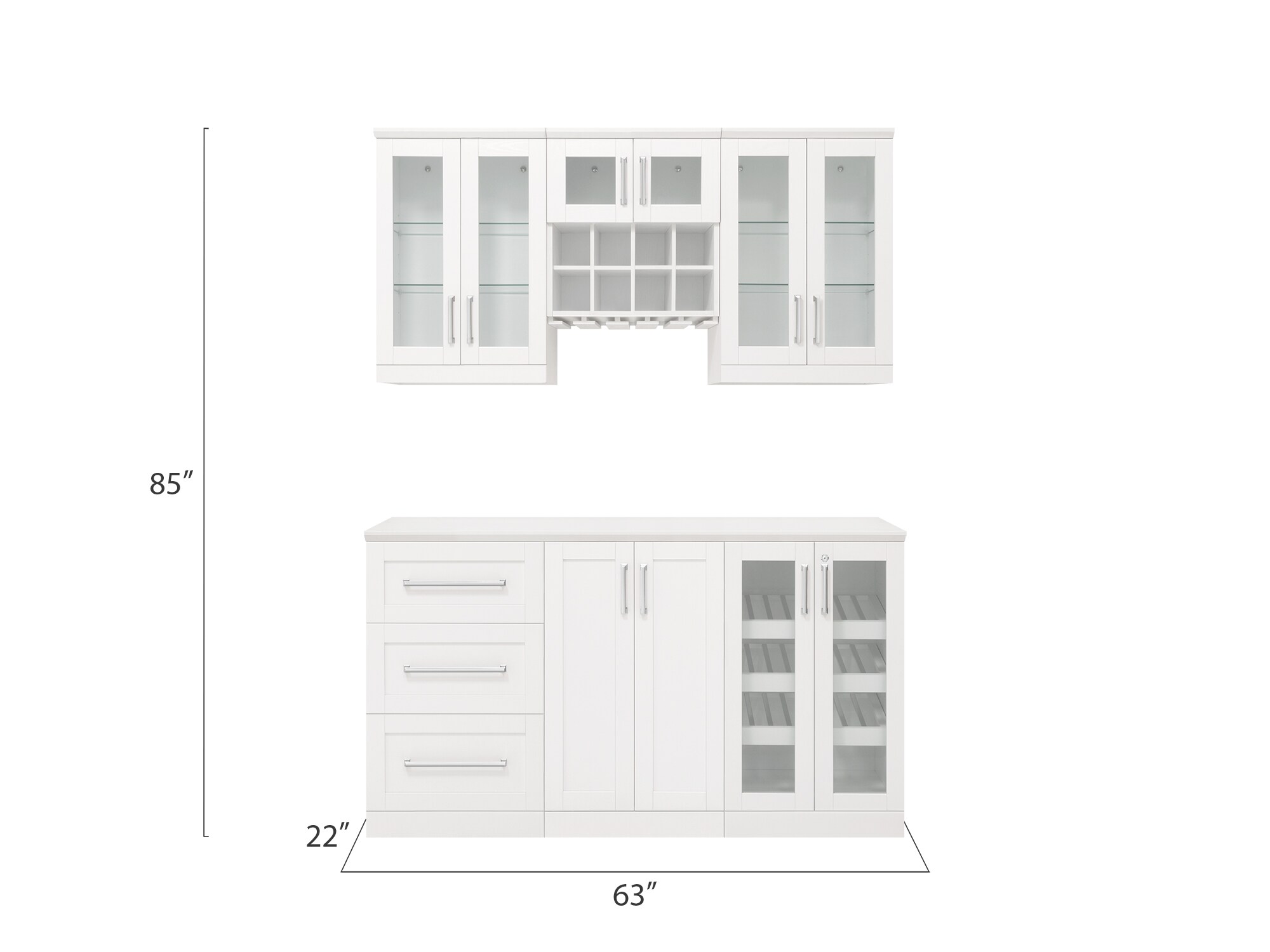 NewAge Products Home Bar 63-in x 85-in White Rectangle Bar Cabinet at ...