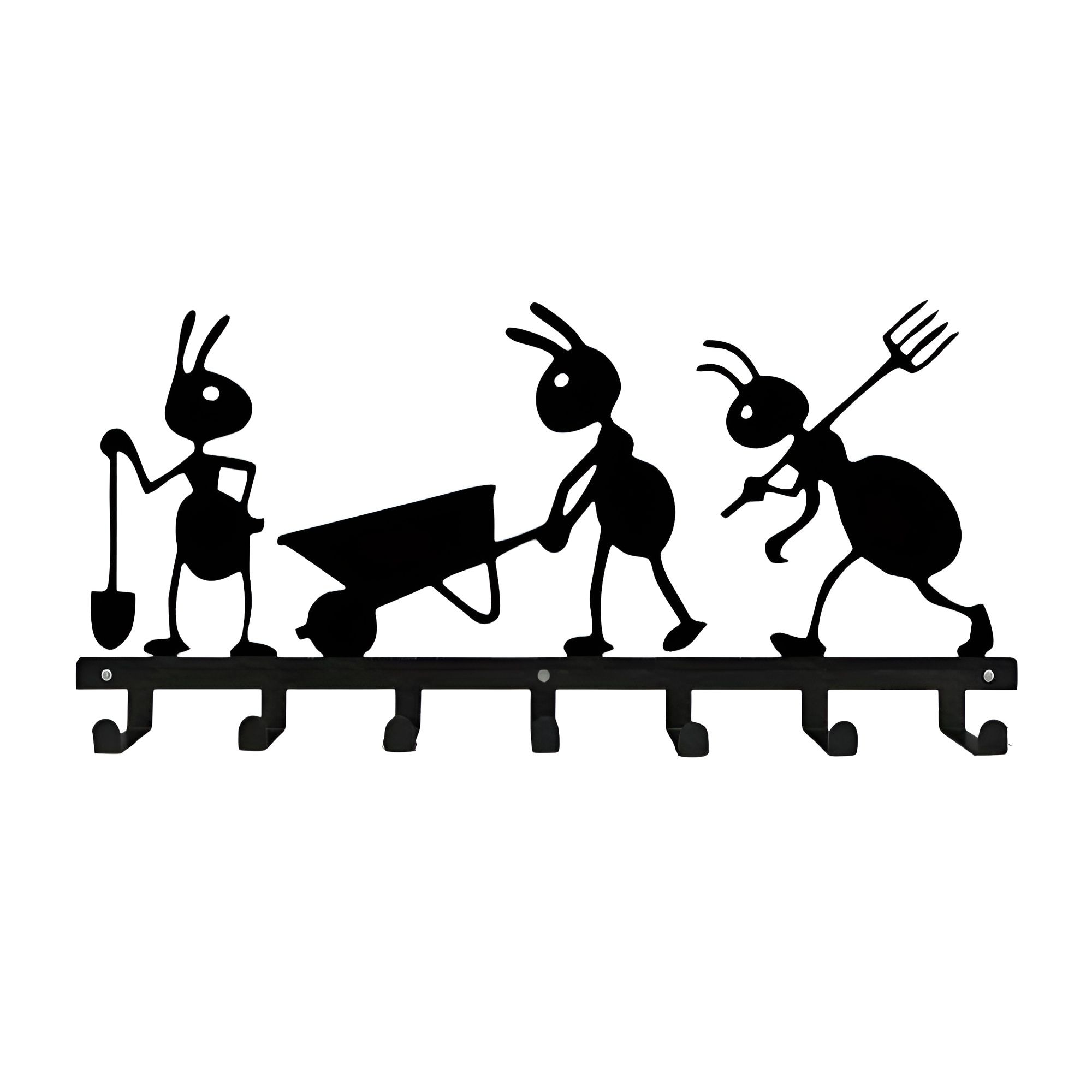 Slickblue 1Pc 7 Hook Black Ant Decorative Wall Hook 5 to 8 lbs Capacity Per Hook for Entryway Bathroom Office Bedroom and Utility Area 9.4 in W x 4.3 in H