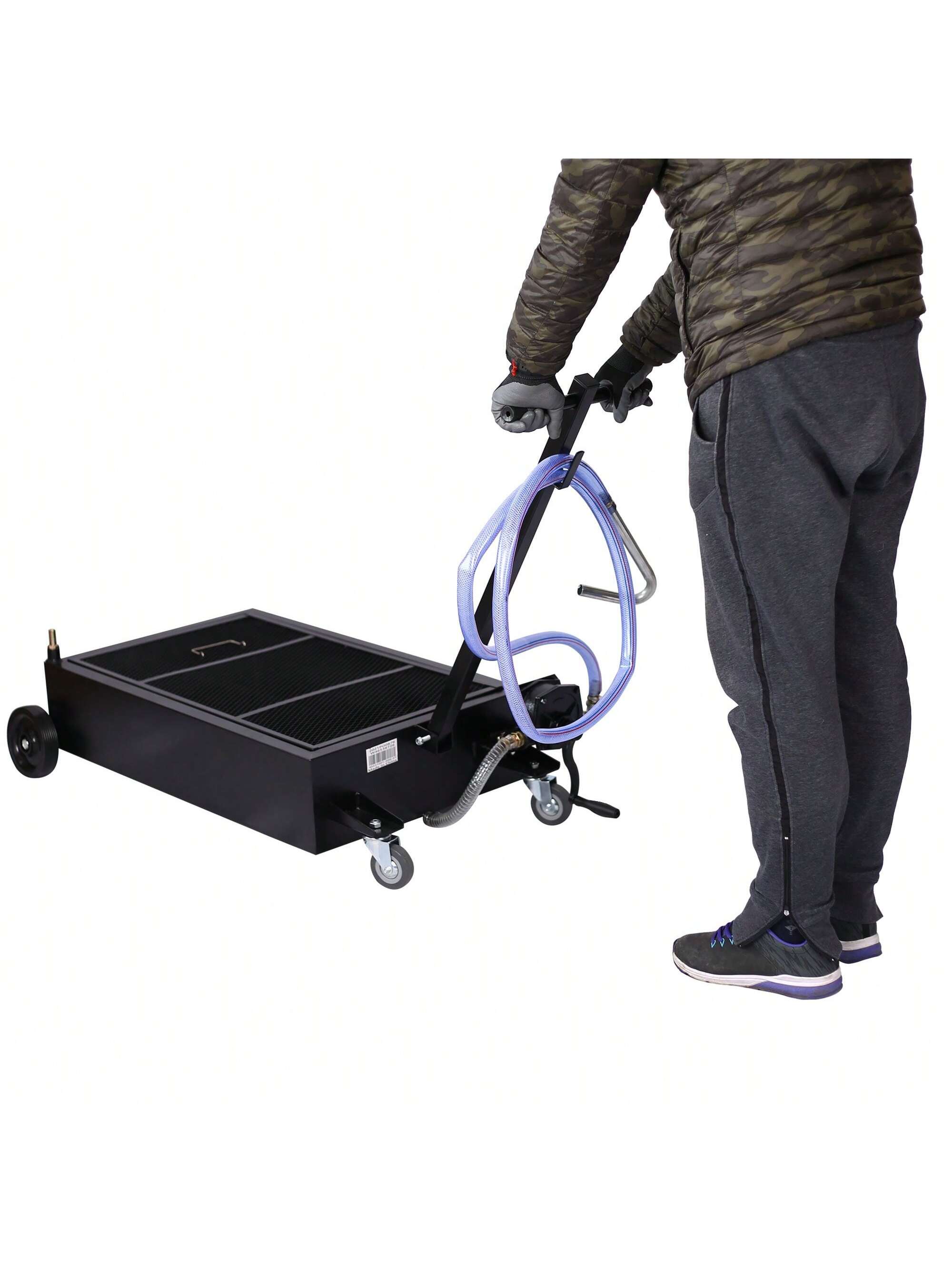 Qeetex PAU-0JQXHULO-HF4 Low Profile Oil Drain Pan With T-Handle Lightweight Corrosion Resistant Rust Resistant Oil Drain Pan For Oil Anti-Freeze Other Fluids Black