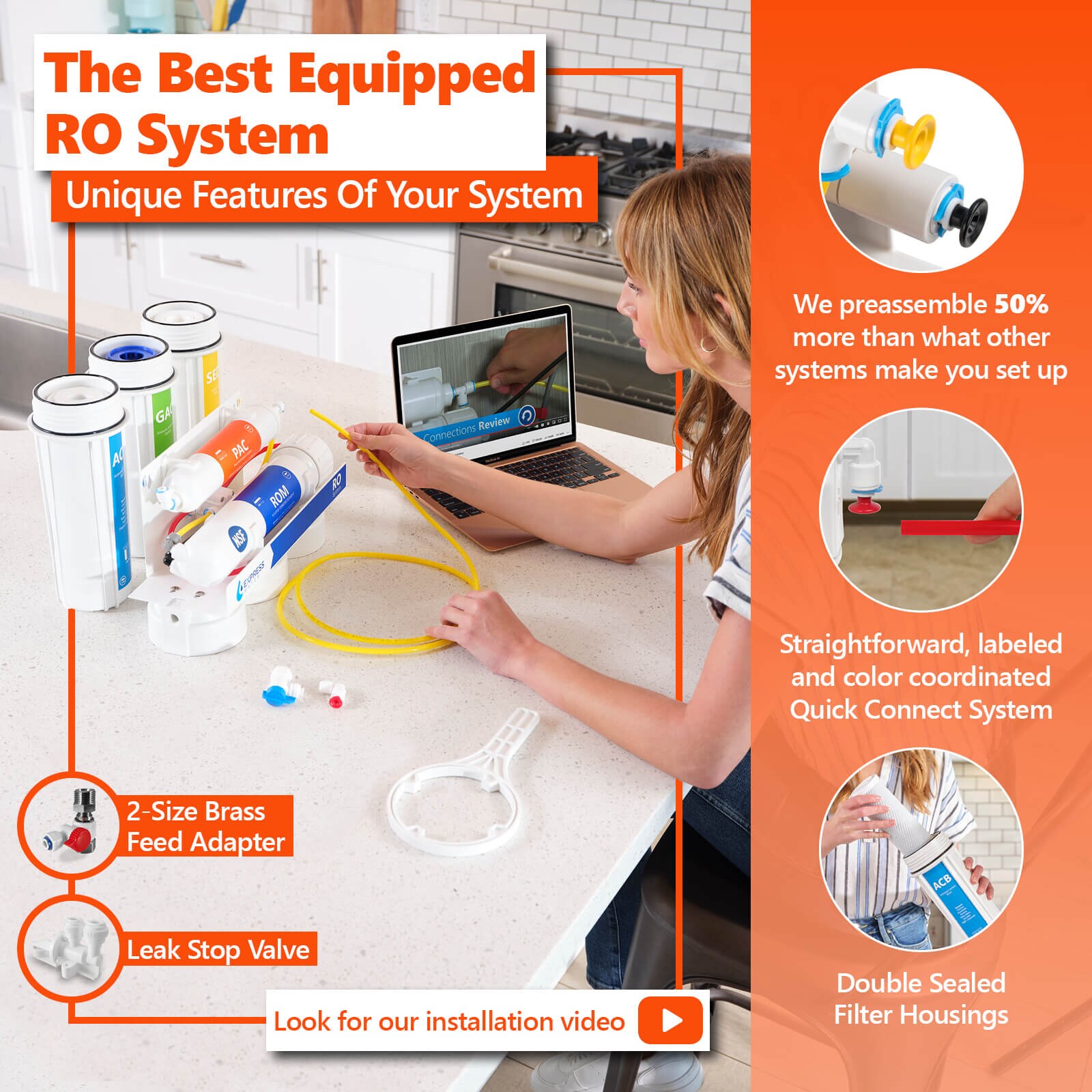 White 5-Stage Under-Sink Reverse Osmosis Water Filtration System