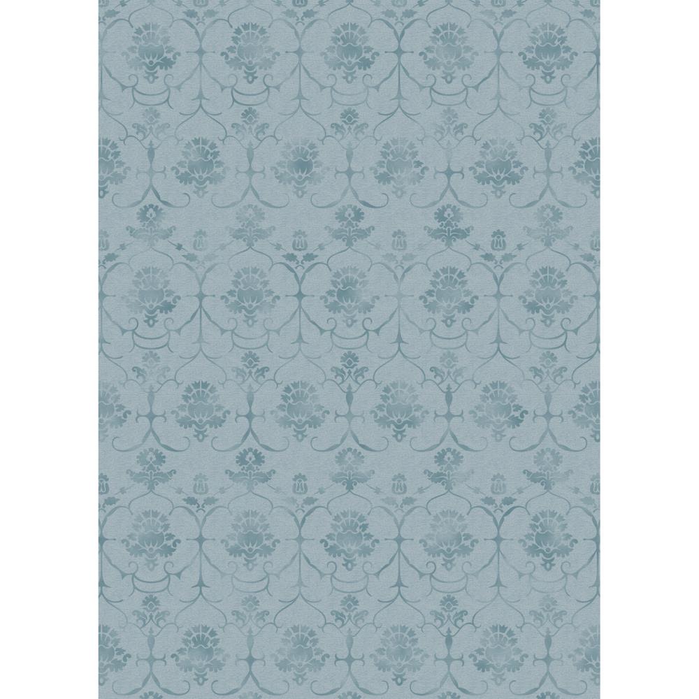 Ruggable 131636WEB Washable 5 x 7 Blue Damask Machine Wash Area Rug