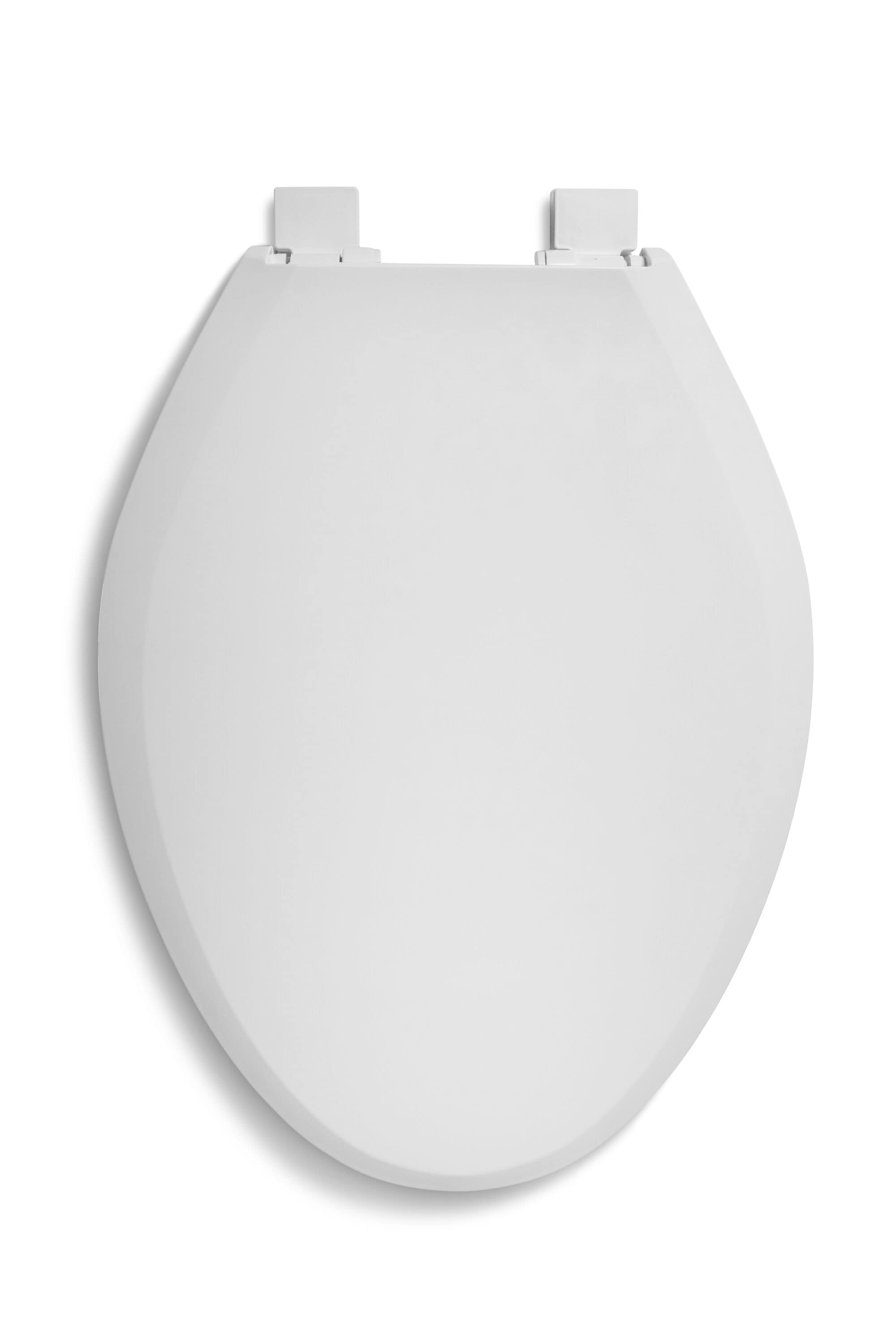 White Elongated Plastic Toilet Seat with Safety Close