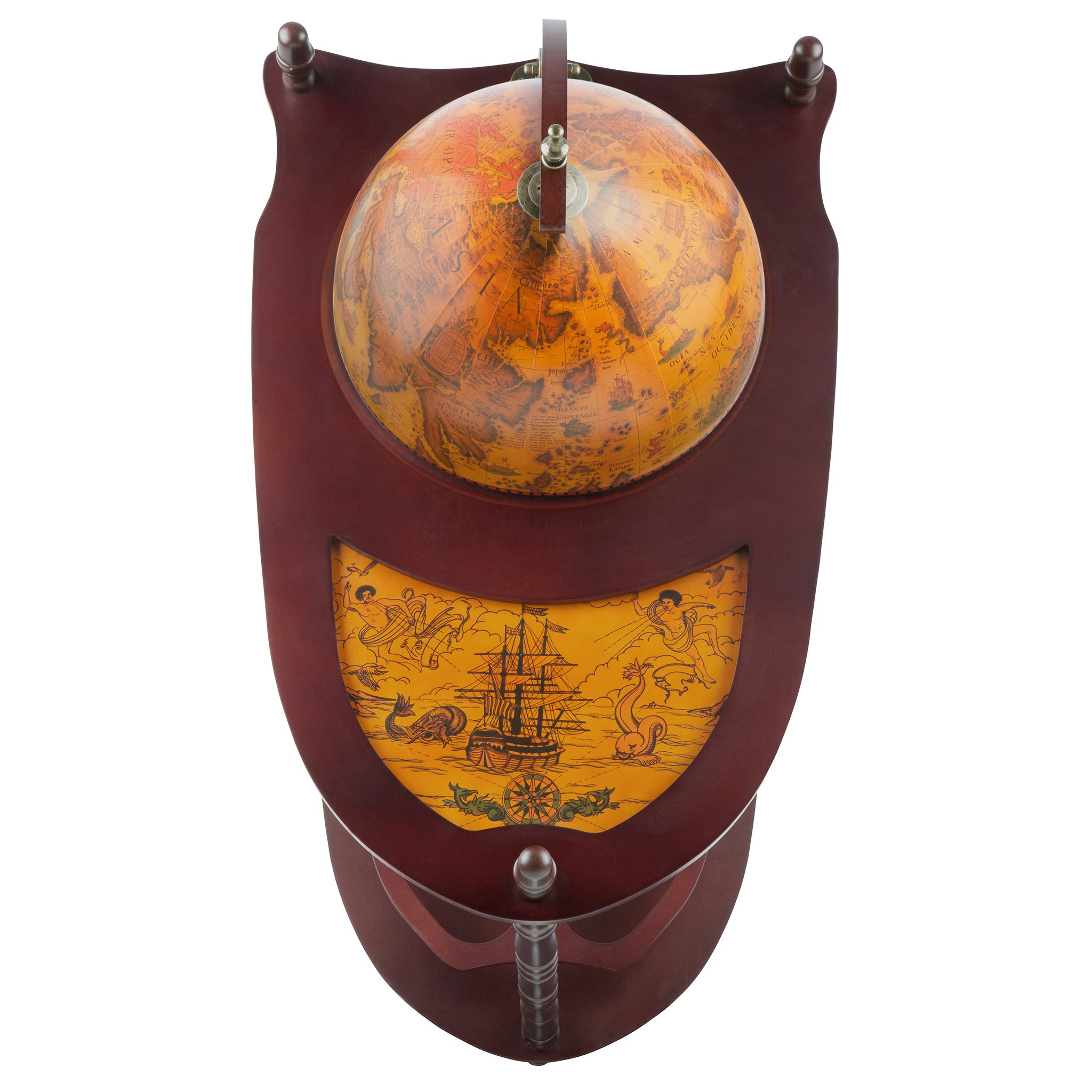 Sepia-Toned Vintage Globe Bar Cart with Wine Storage