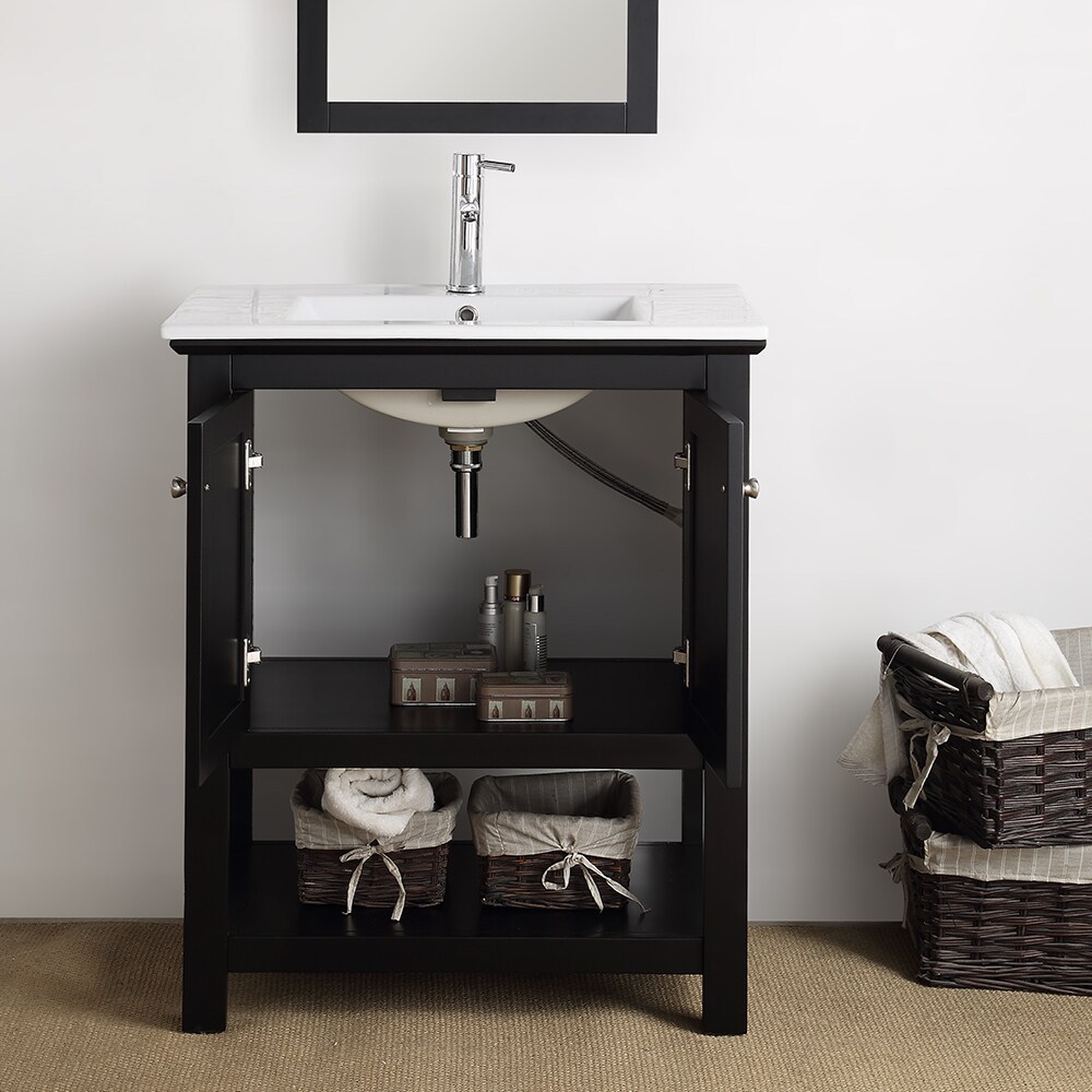 Manchester 30" Black Solid Wood Free-Standing Single Sink Vanity