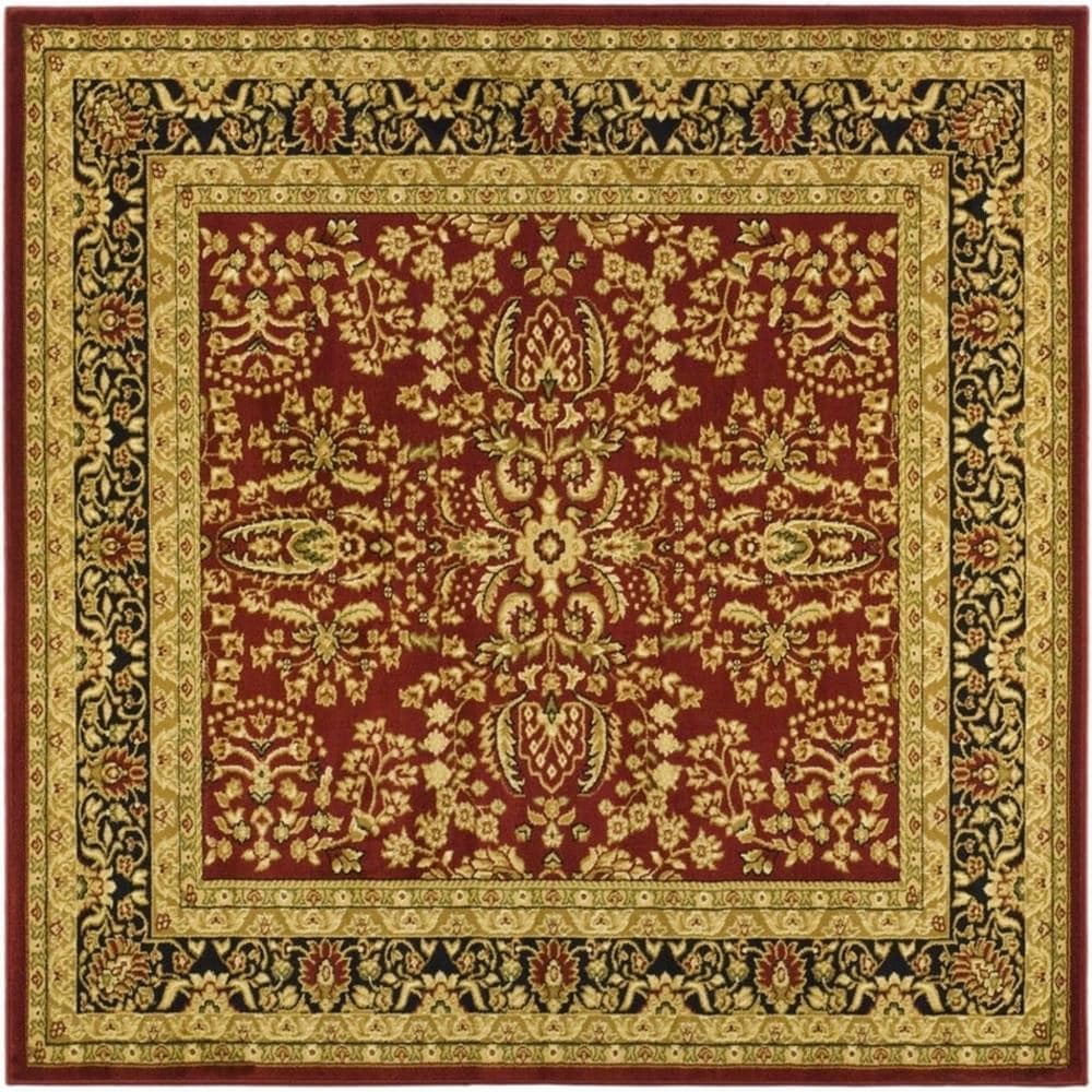 Safavieh LNH214A-8SQ Lyndhurst Isphahan 8 x 8 (ft) Loomed Polypropylene Red/Black Square Indoor Floral/Botanical Oriental Area rug