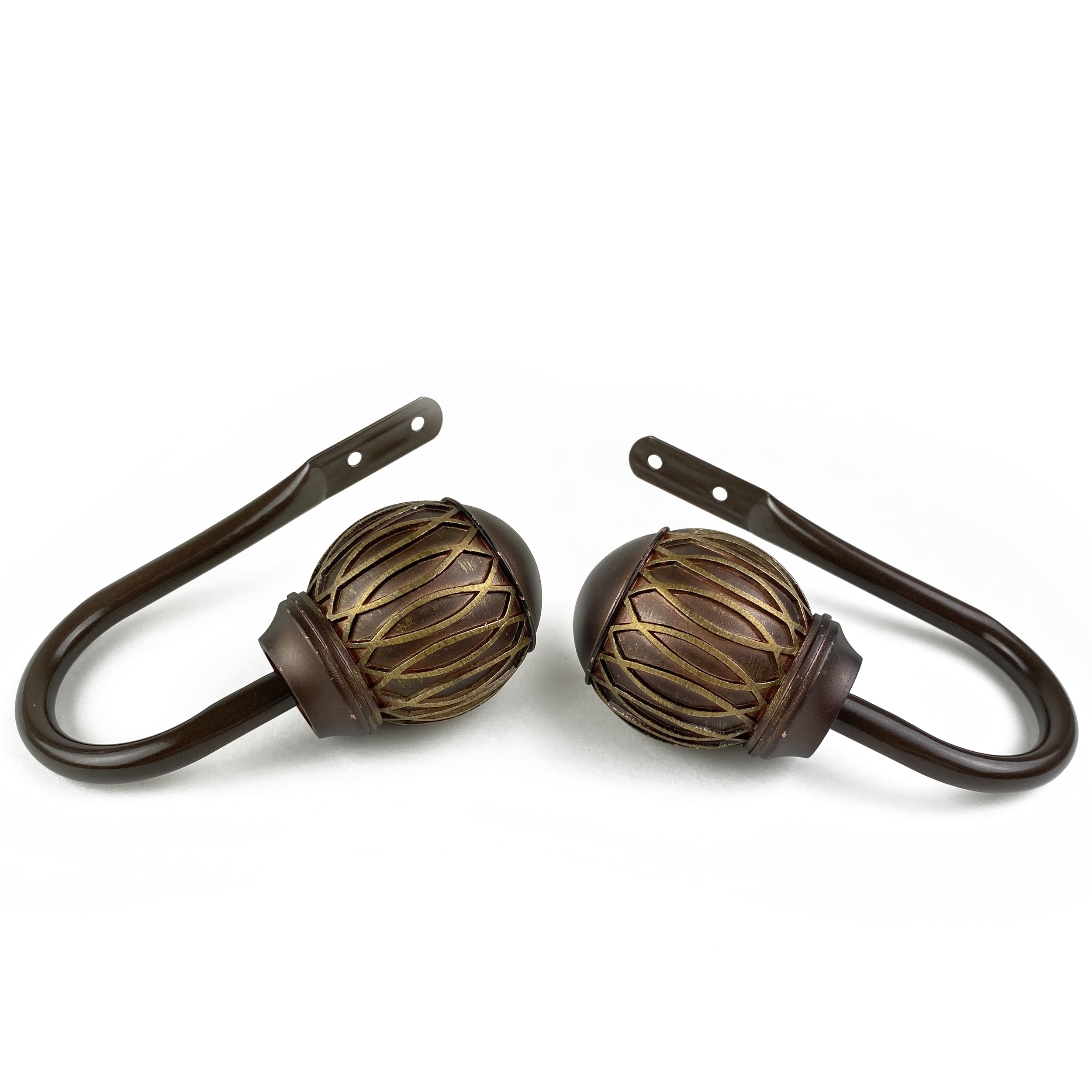Pair of Mostyns Canford Chocolate Brown Curtain Tiebacks 26" #6D573 